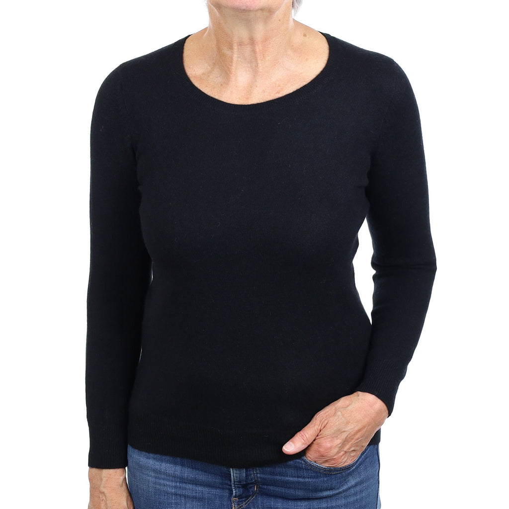 Black Cashmere Crew Neck Jumper Medium