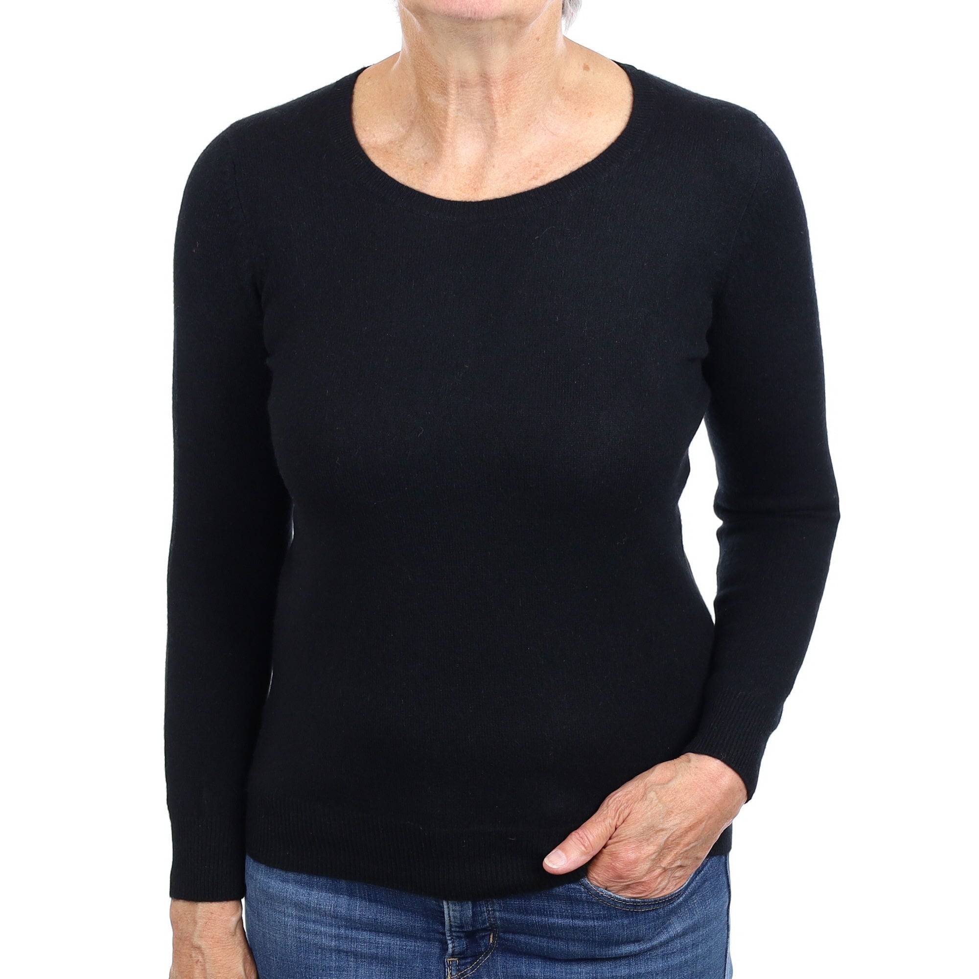 Black Cashmere Crew Neck Jumper Medium