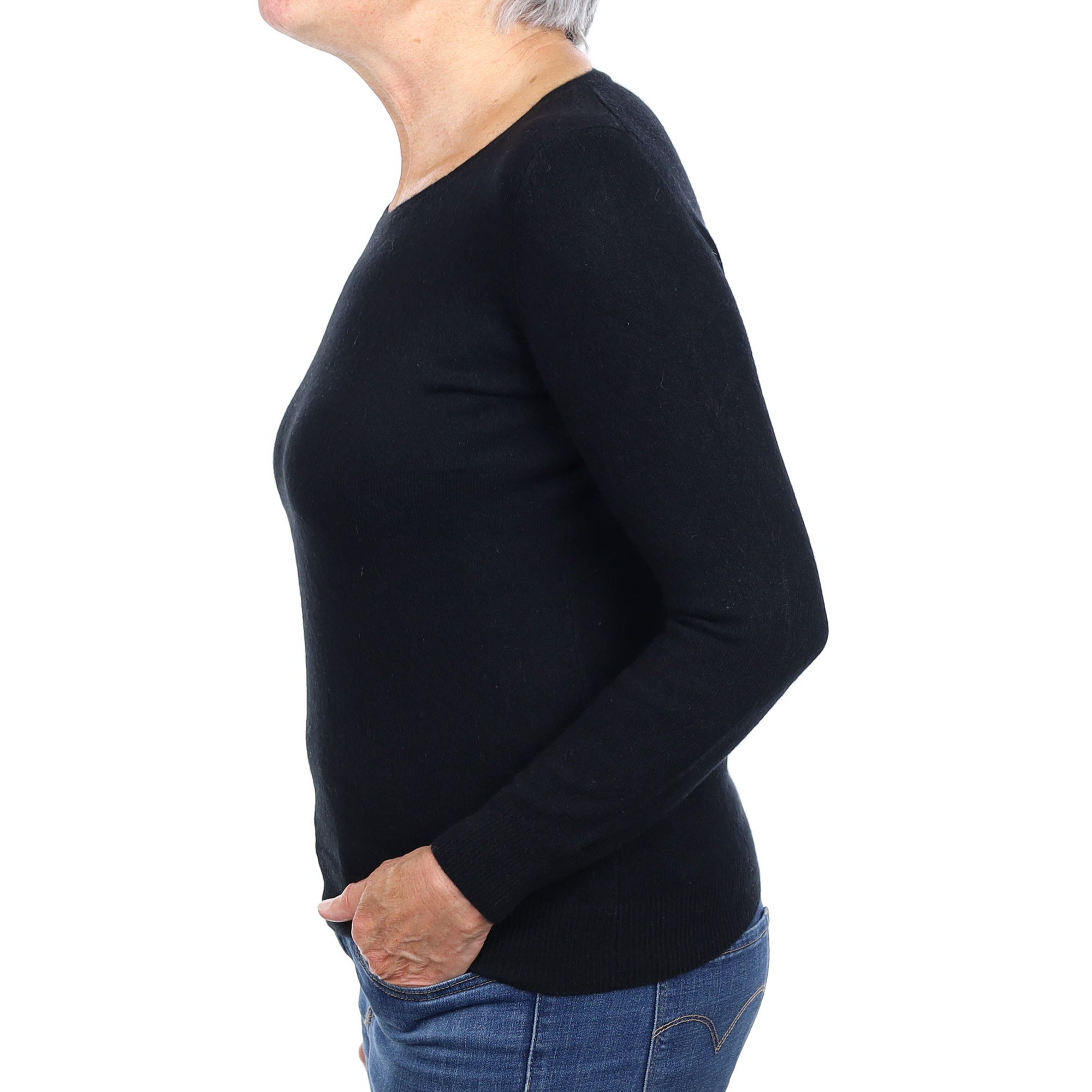 Black Cashmere Crew Neck Jumper Medium