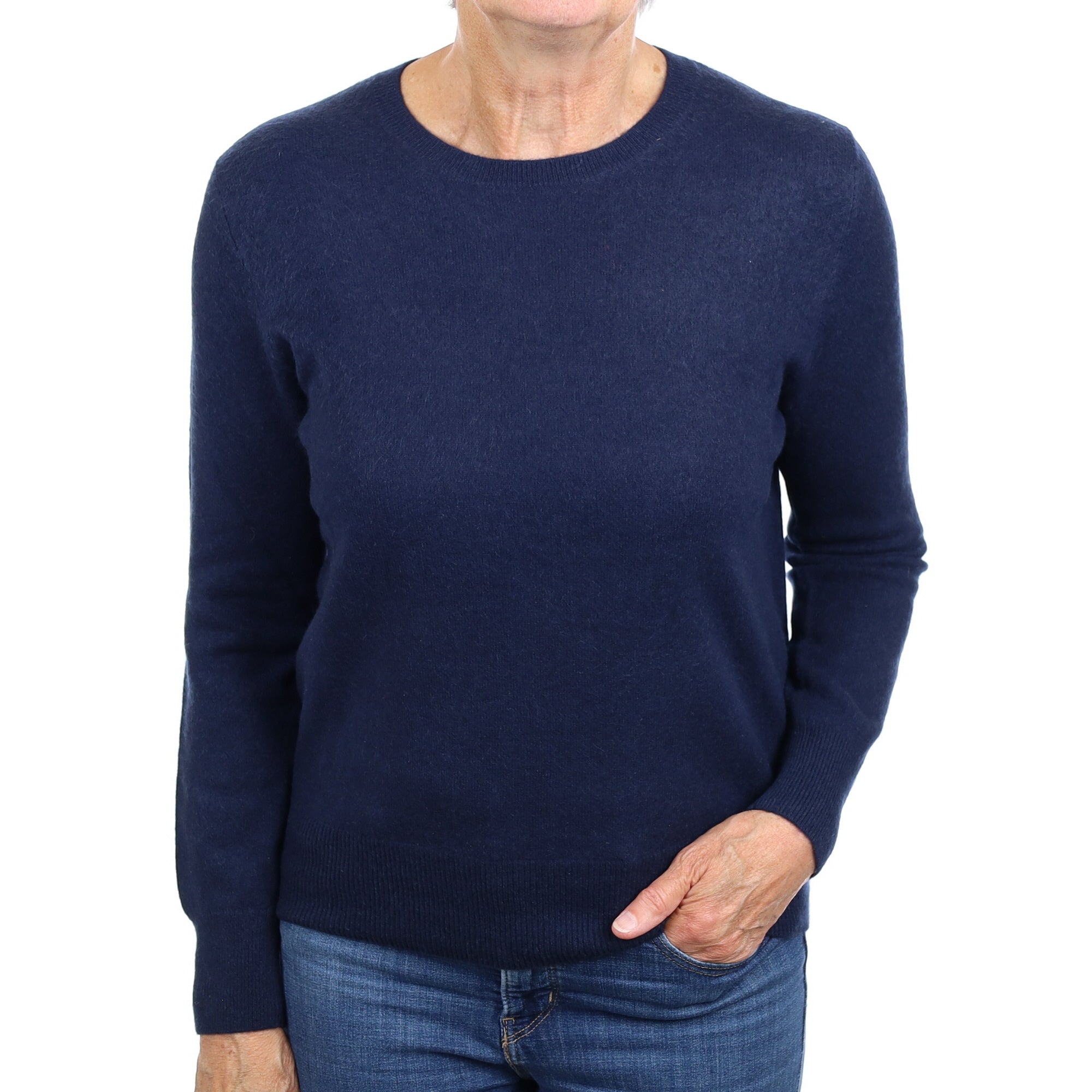 Navy Blue Cashmere Crew Neck Jumper Medium