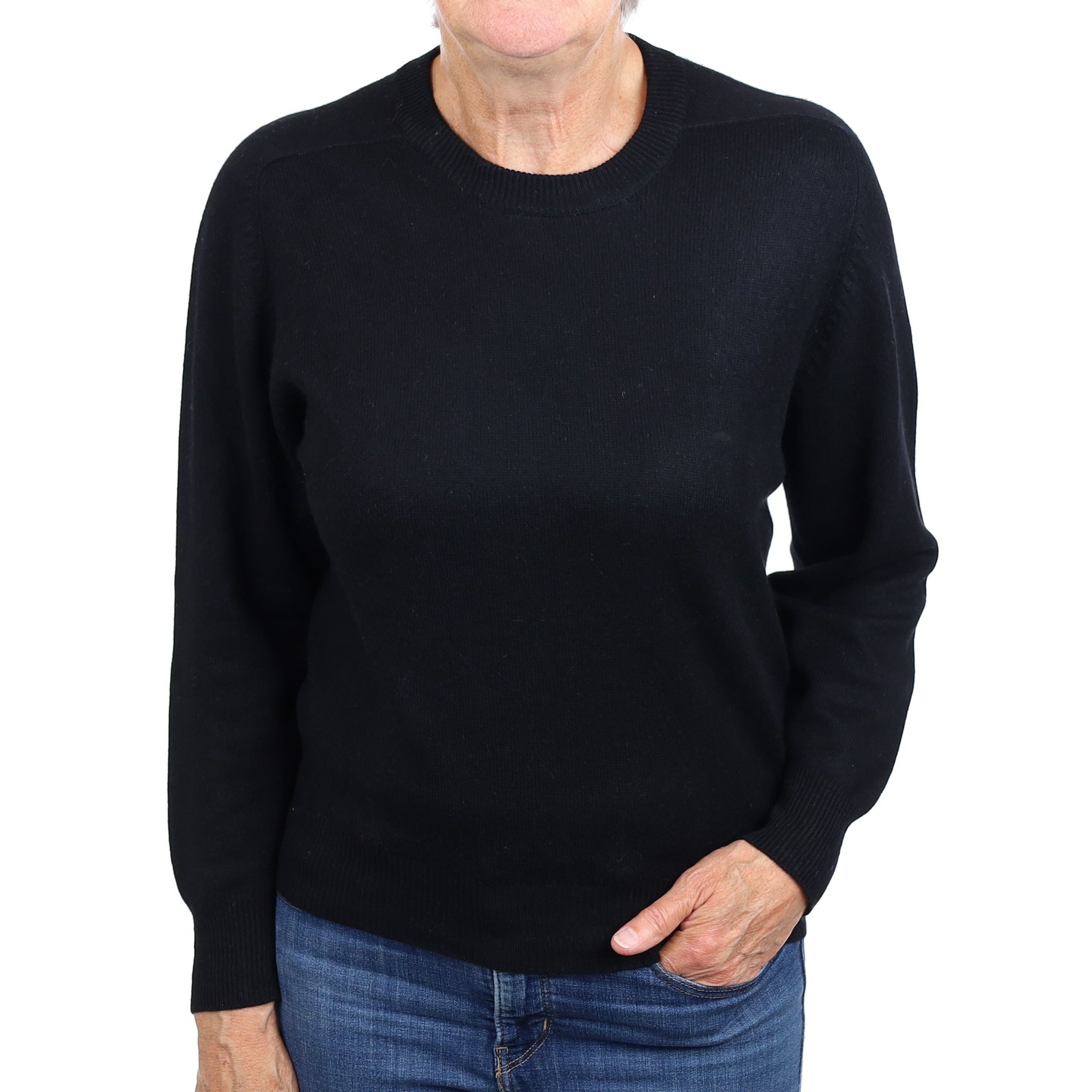 Black Cashmere Crew Neck Jumper Medium