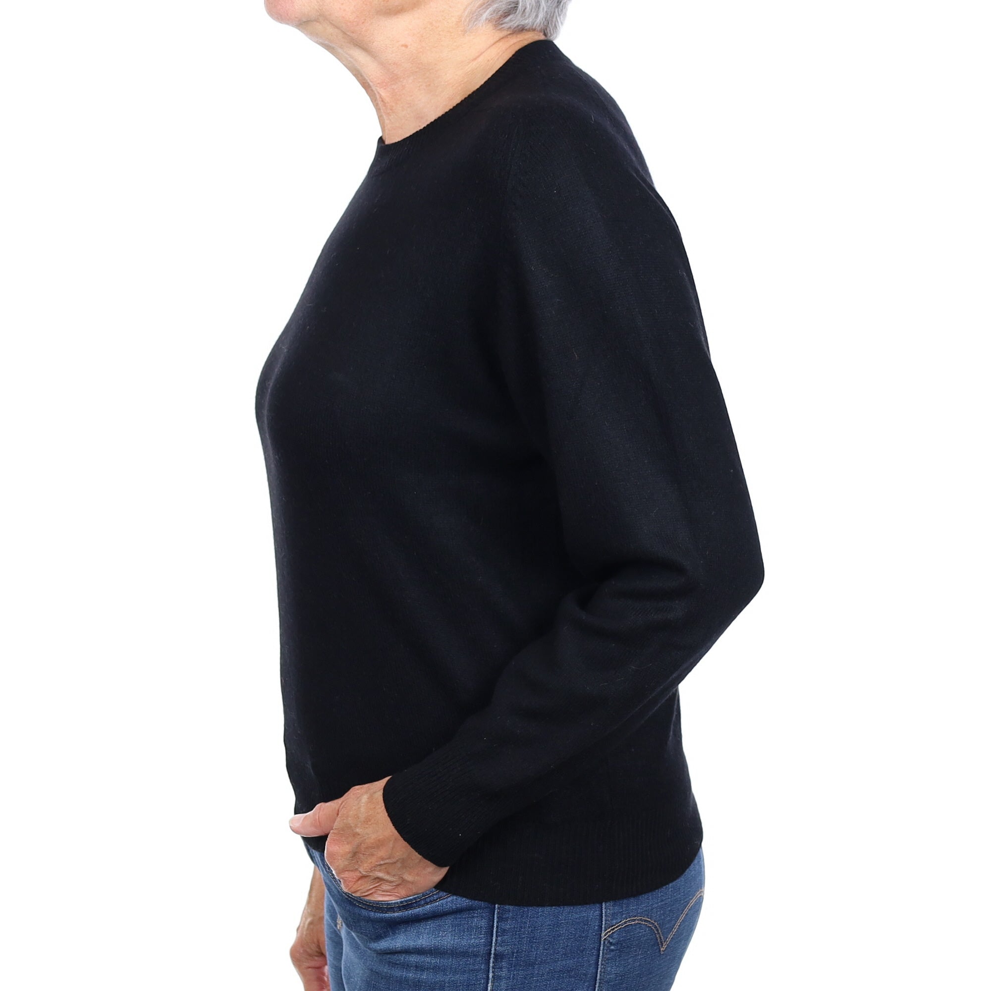 Black Cashmere Crew Neck Jumper Medium