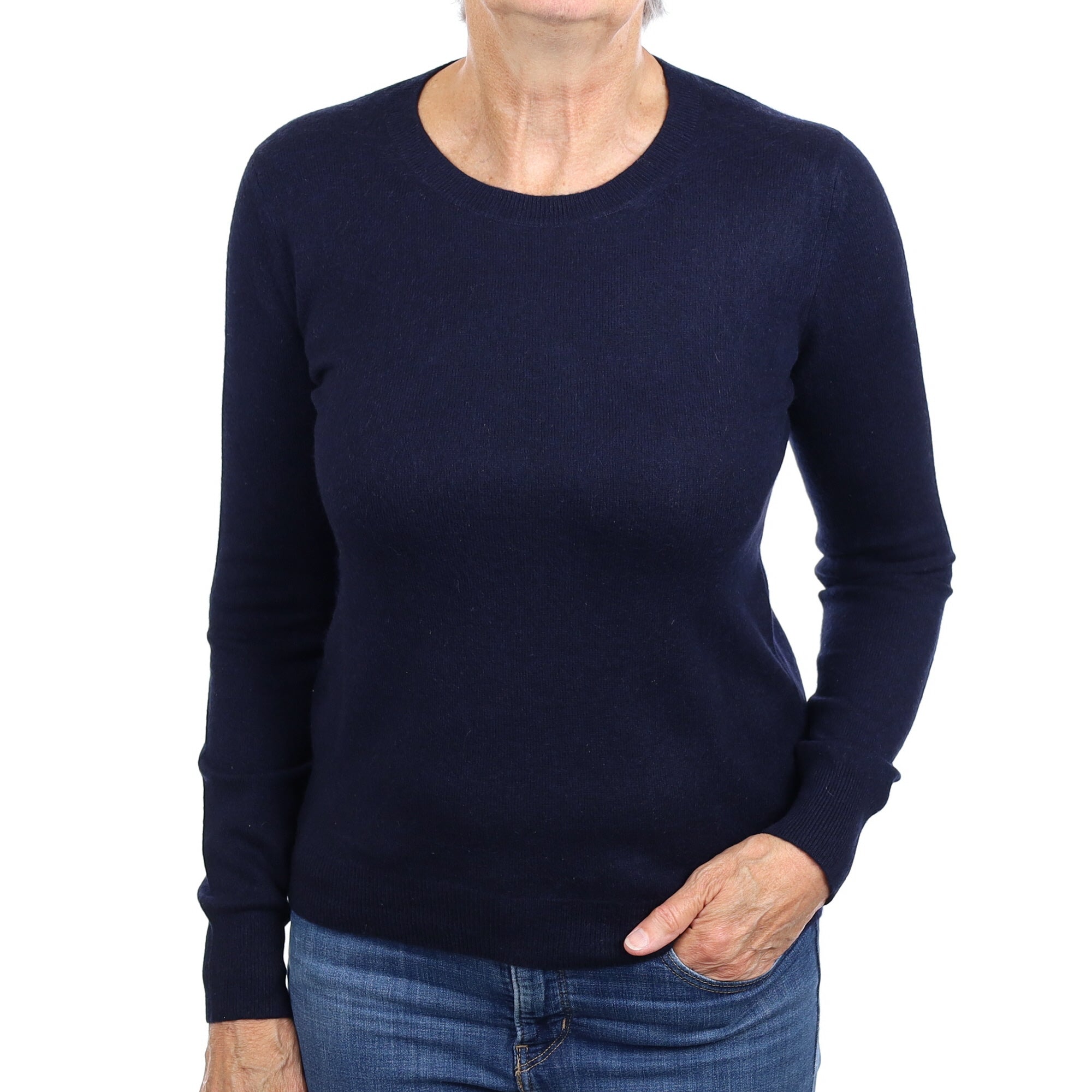 Navy Blue Cashmere Crew Neck Jumper Medium