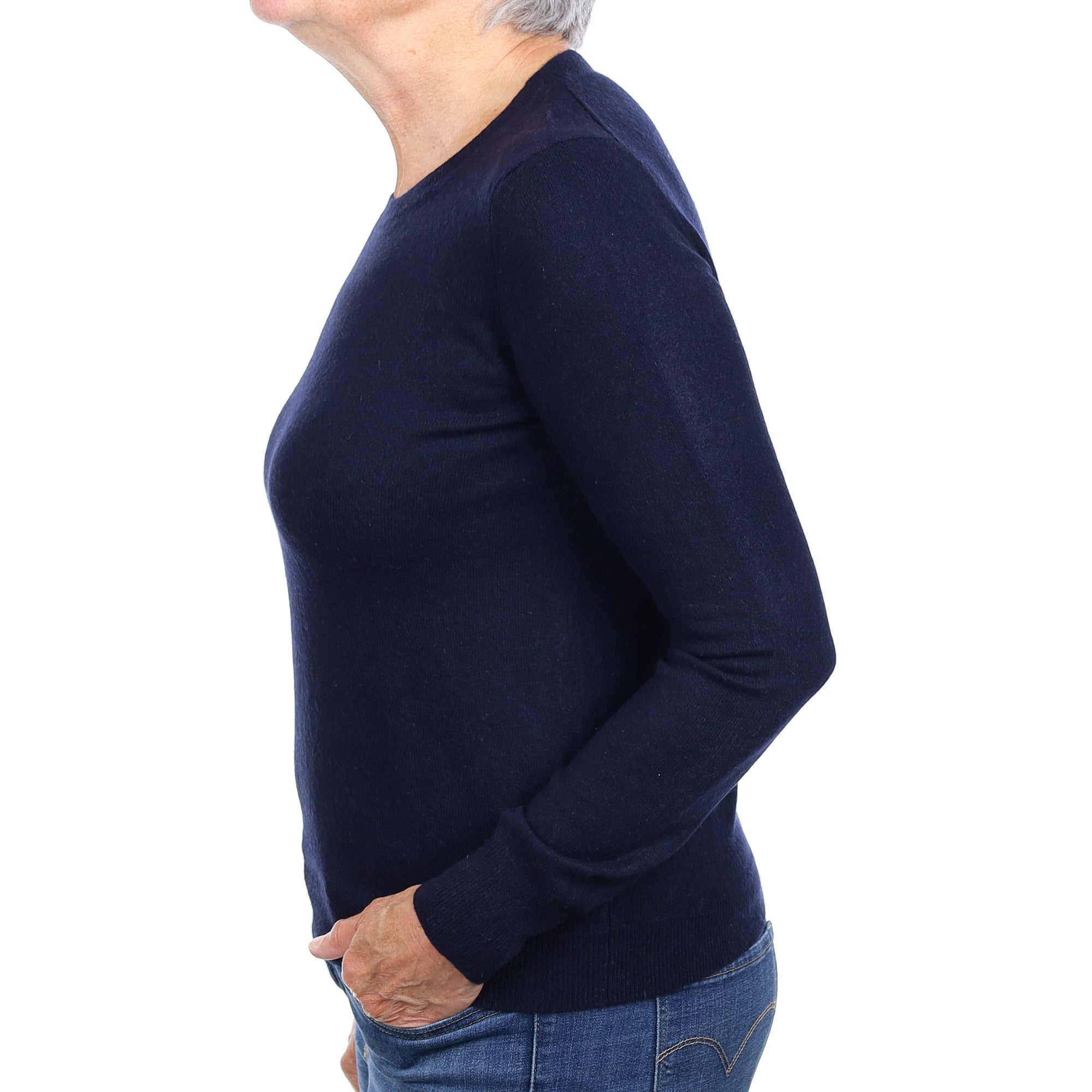 Navy Blue Cashmere Crew Neck Jumper Medium