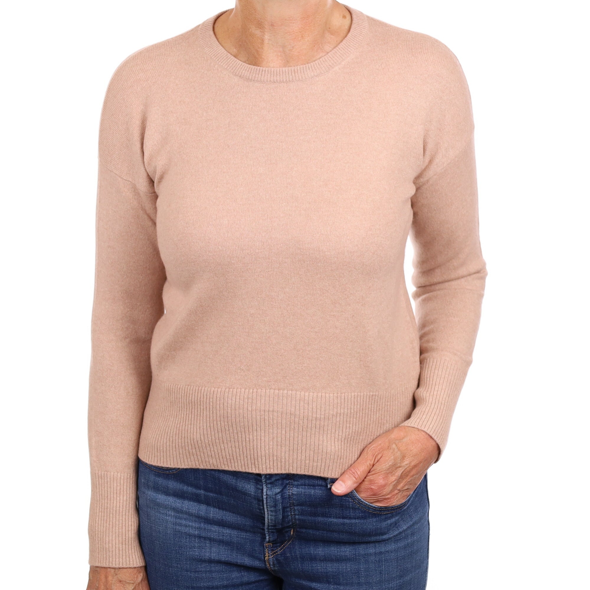 Nude Pink Cashmere Crew Neck Jumper Medium
