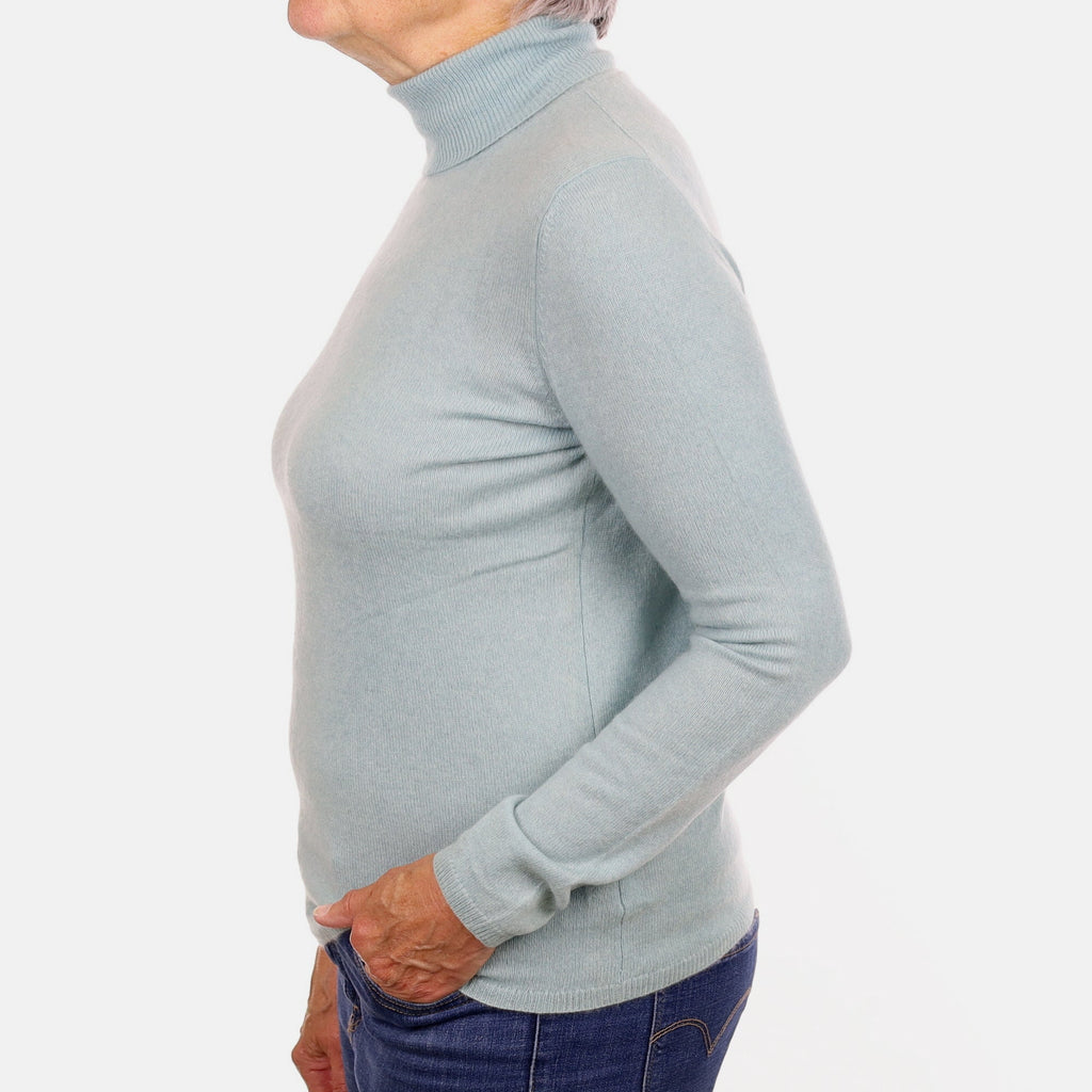 Mint Green Cashmere Polo Neck Jumper Medium