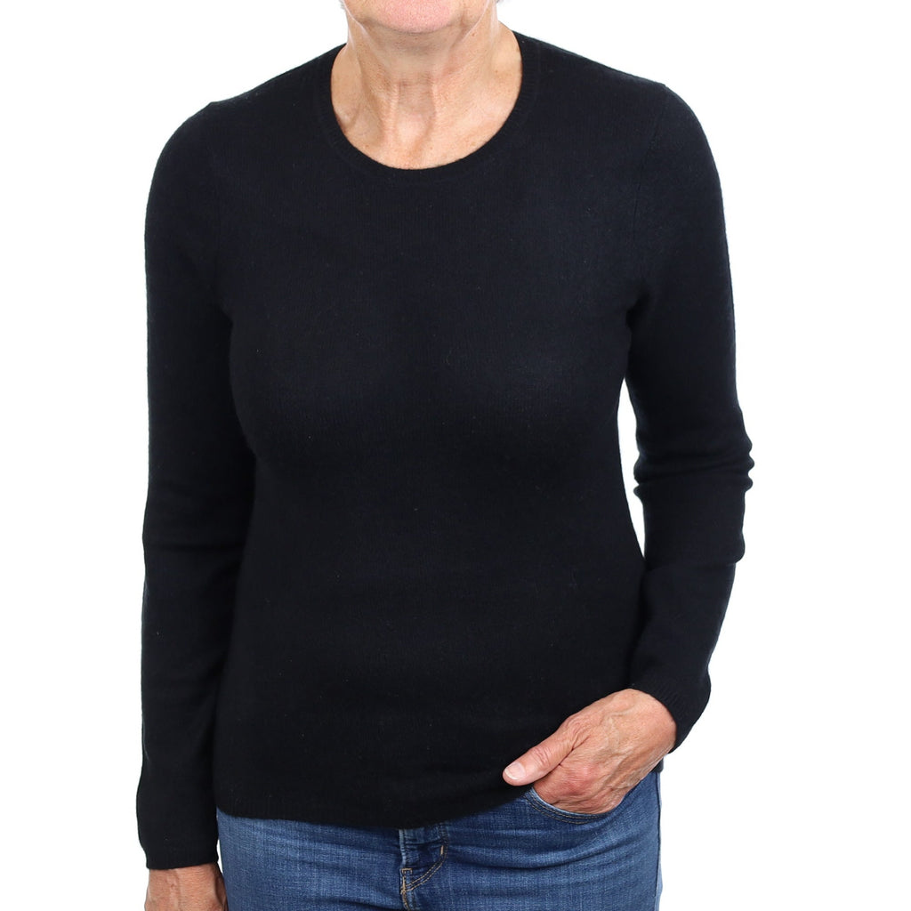 Black Cashmere Crew Neck Jumper Medium