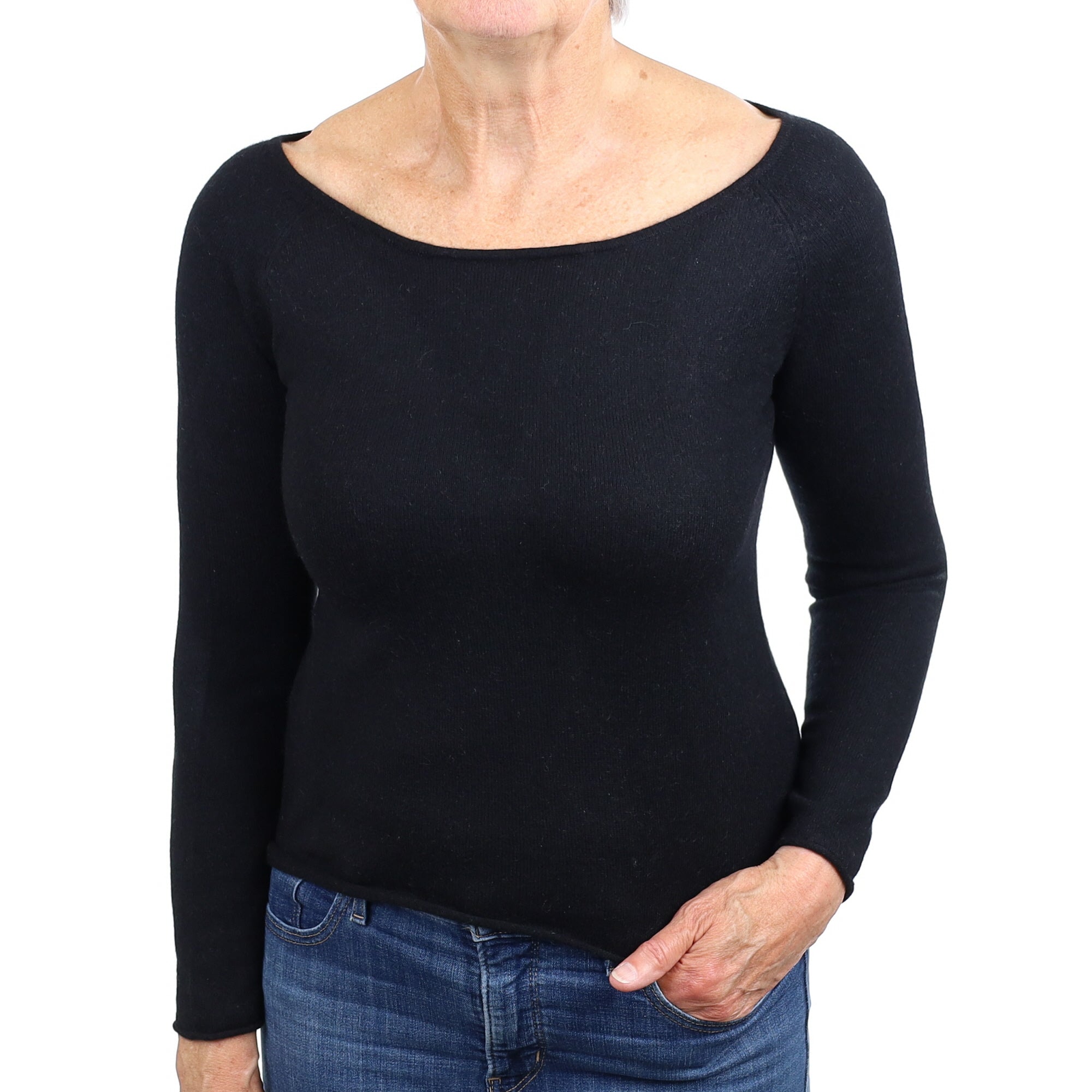 Black Cashmere Crew Neck Jumper Medium