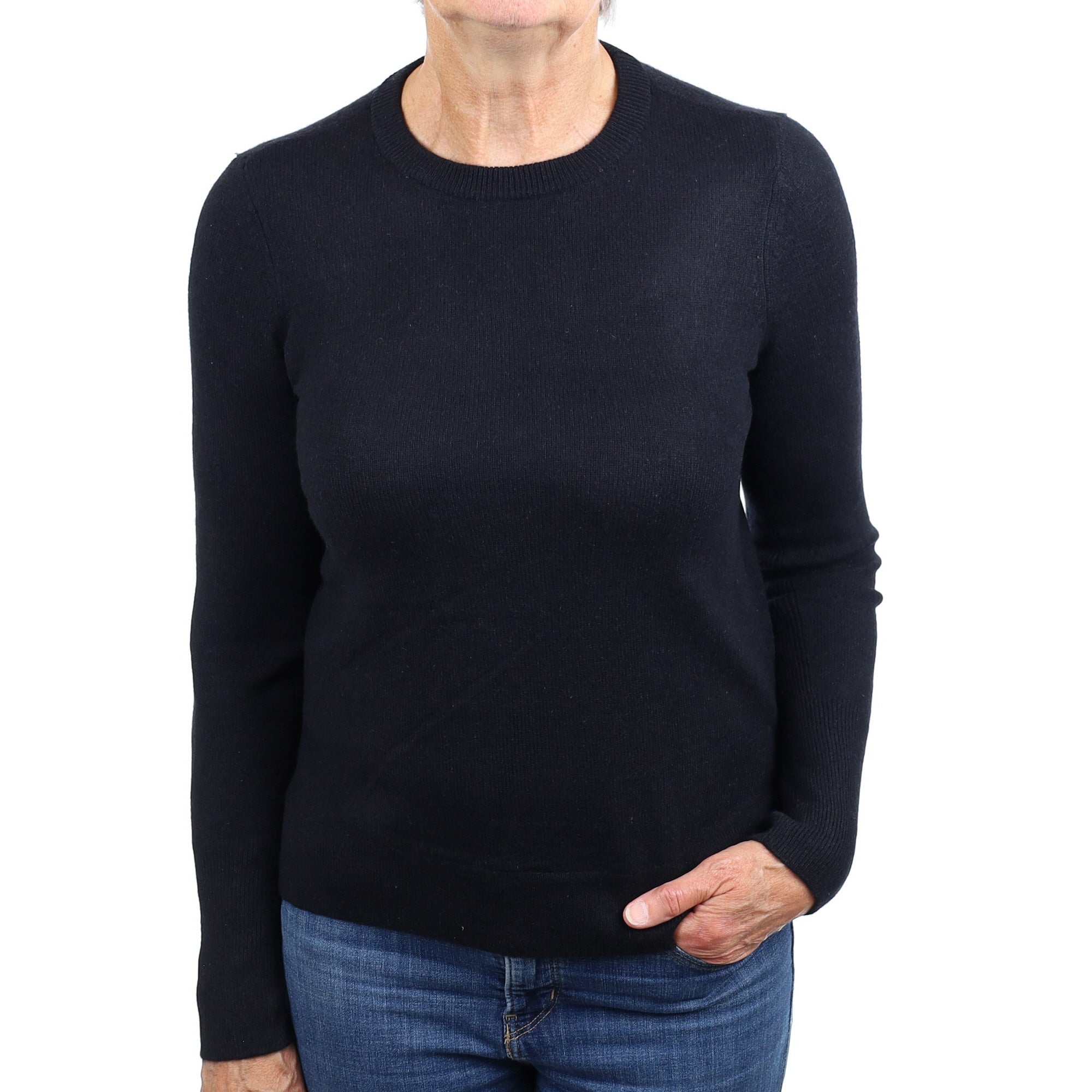 Black Cashmere Crew Neck Jumper Medium