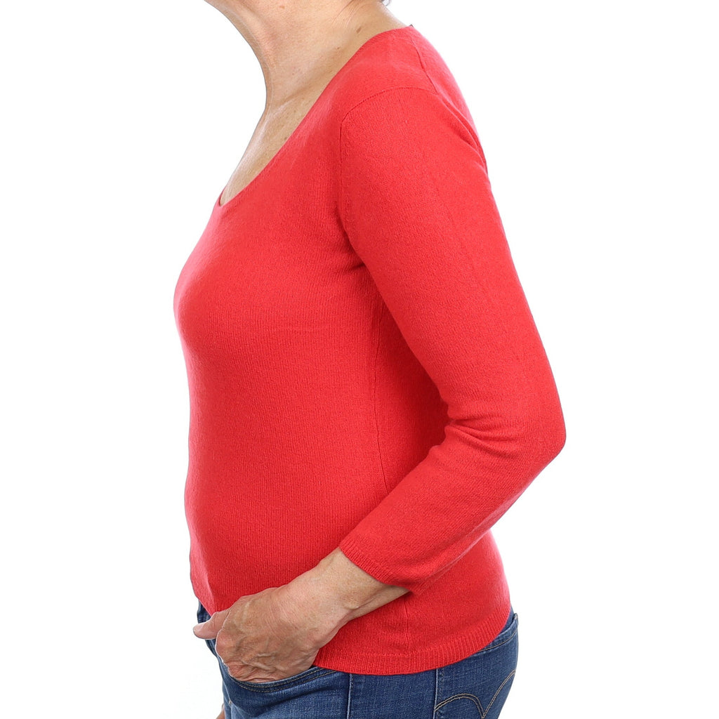 Watermelon Red Cashmere Scoop Neck Jumper Medium
