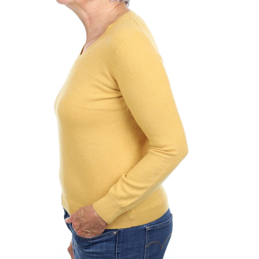 Straw Yellow Cashmere V Neck Jumper Medium