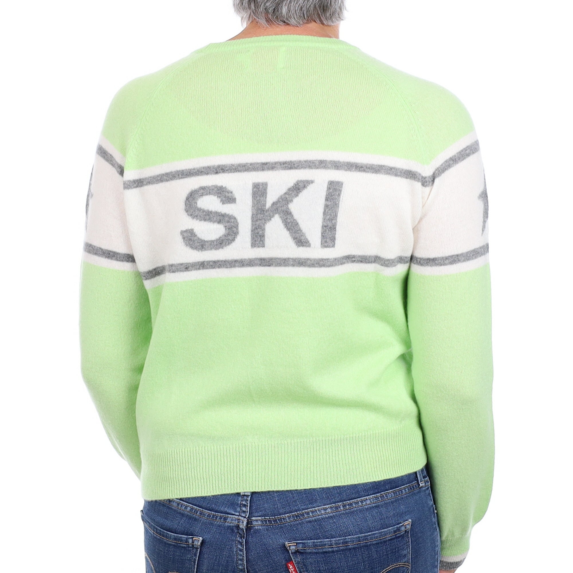 Brodie Lime Green “Apres Ski” Cashmere Crew Neck Jumper Medium