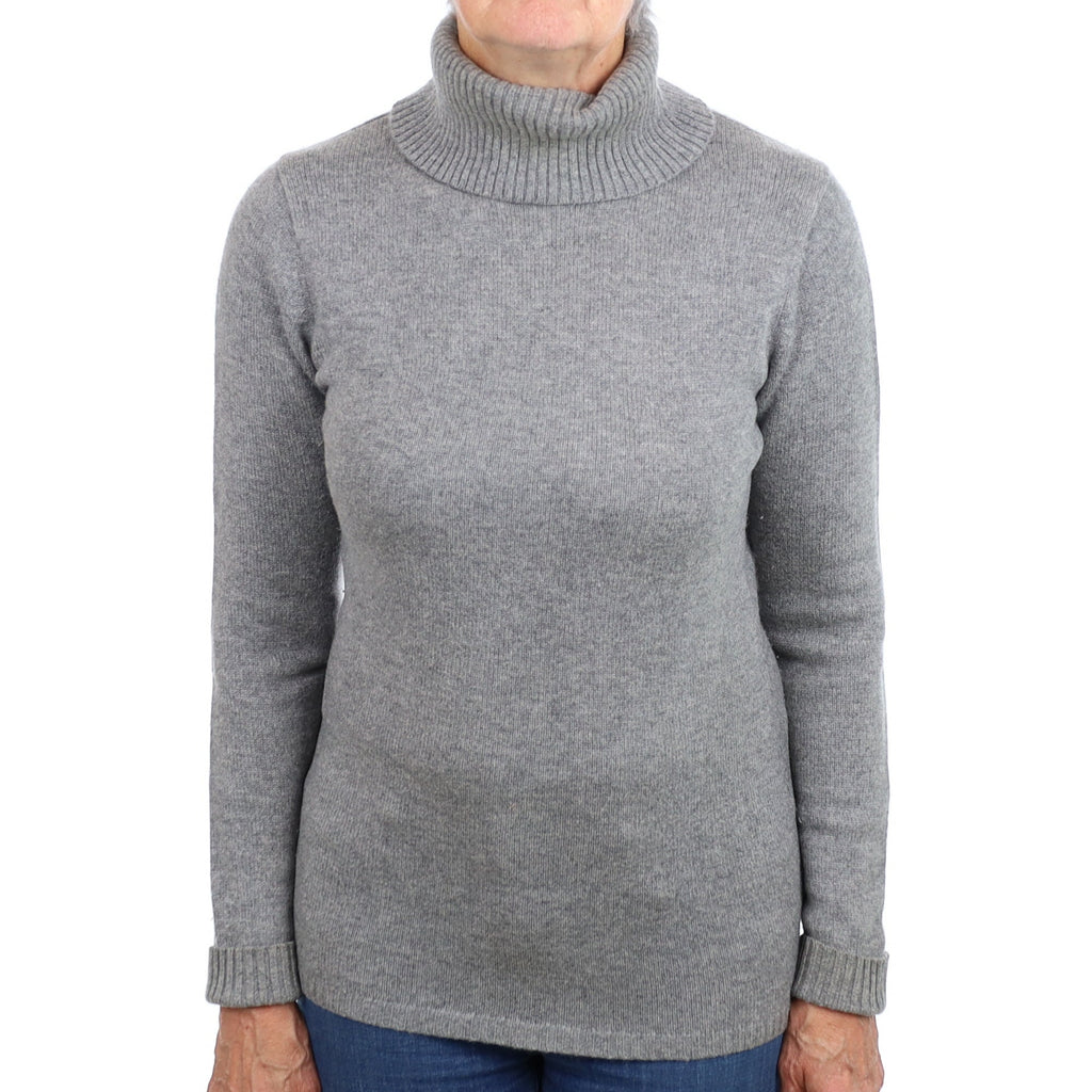 Ash Grey Cashmere Polo Neck Jumper Medium