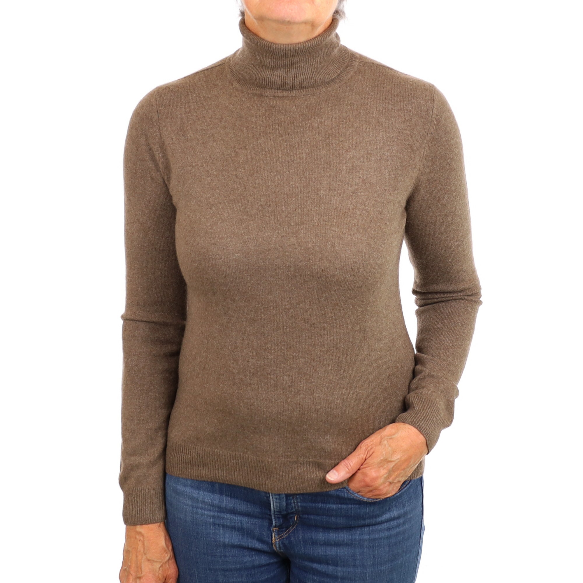 Donkey Brown Cashmere Polo Neck Jumper Medium