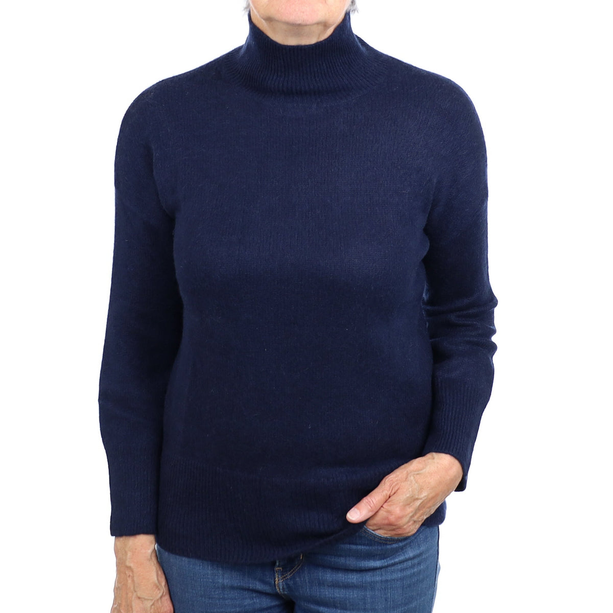 Jigsaw Navy Blue Cashmere Funnel Neck Jumper Medium