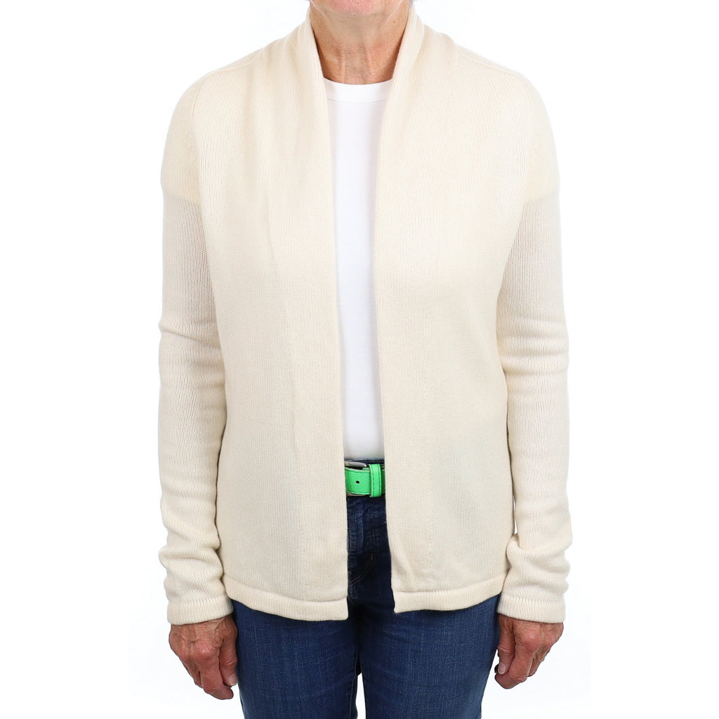 Clotted Cream Cashmere Shawl Collar Edge to Edge Cardigan Medium