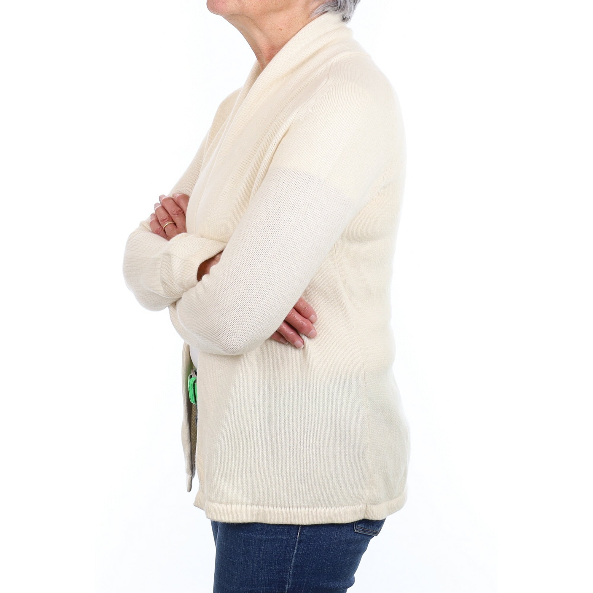 Clotted Cream Cashmere Shawl Collar Edge to Edge Cardigan Medium