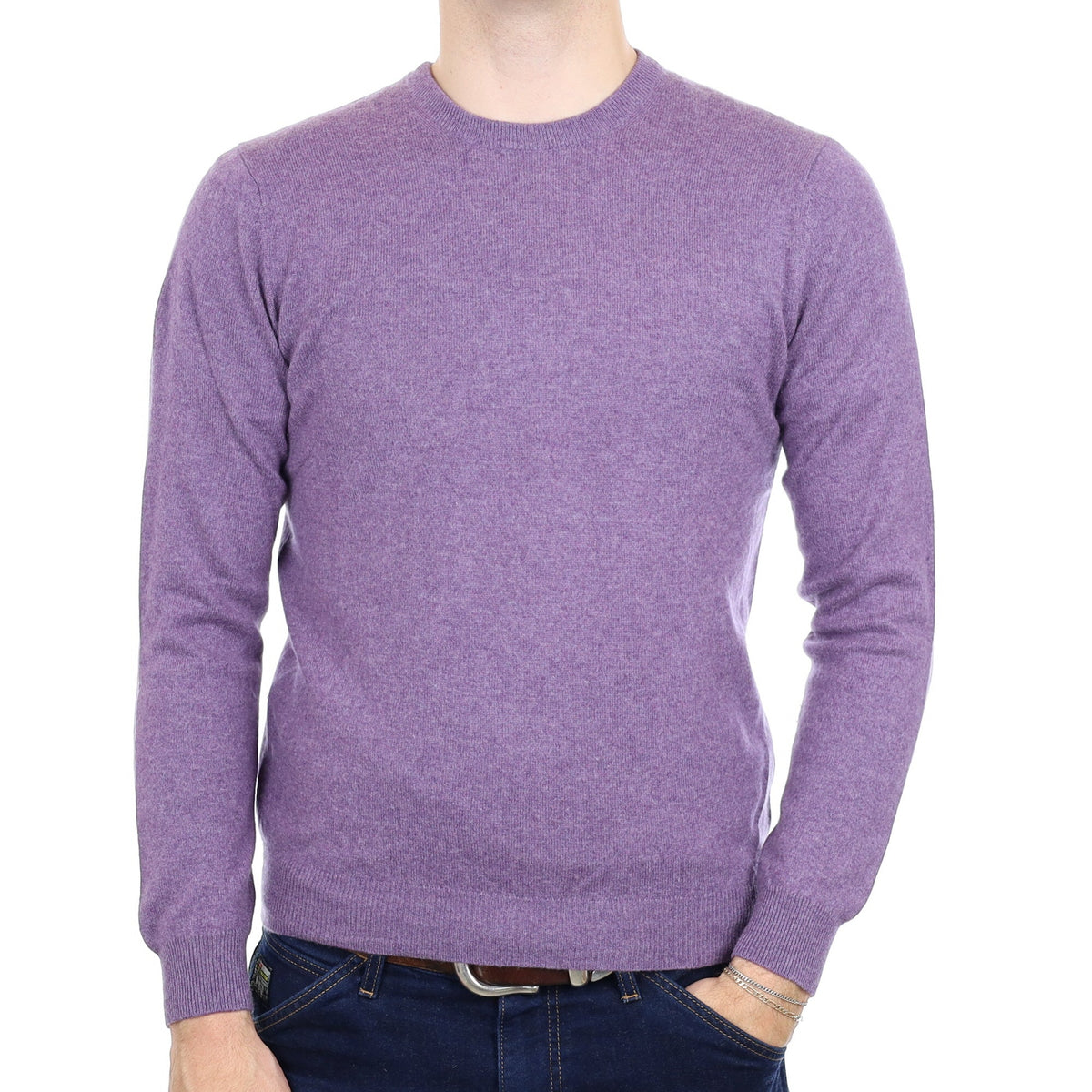 Men's Lavender Purple Cashmere Crew Neck Jumper Medium