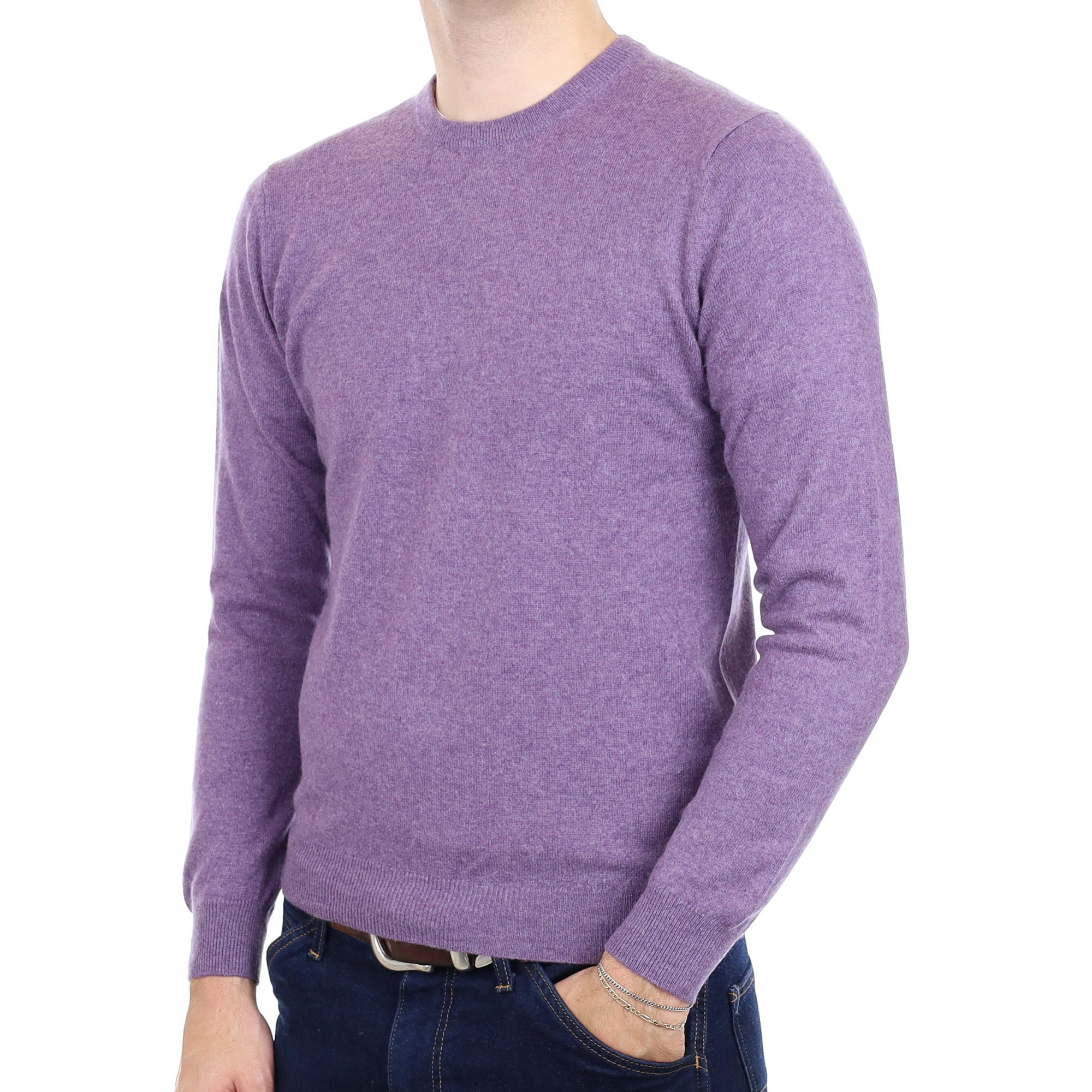 Men's Lavender Purple Cashmere Crew Neck Jumper Medium