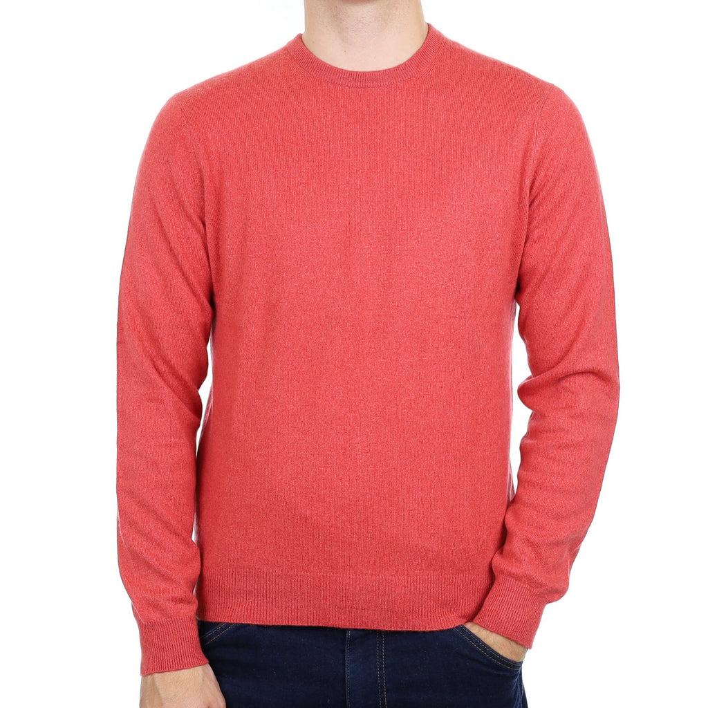 Men's Cranberry Pink Cashmere Crew Neck Jumper Medium