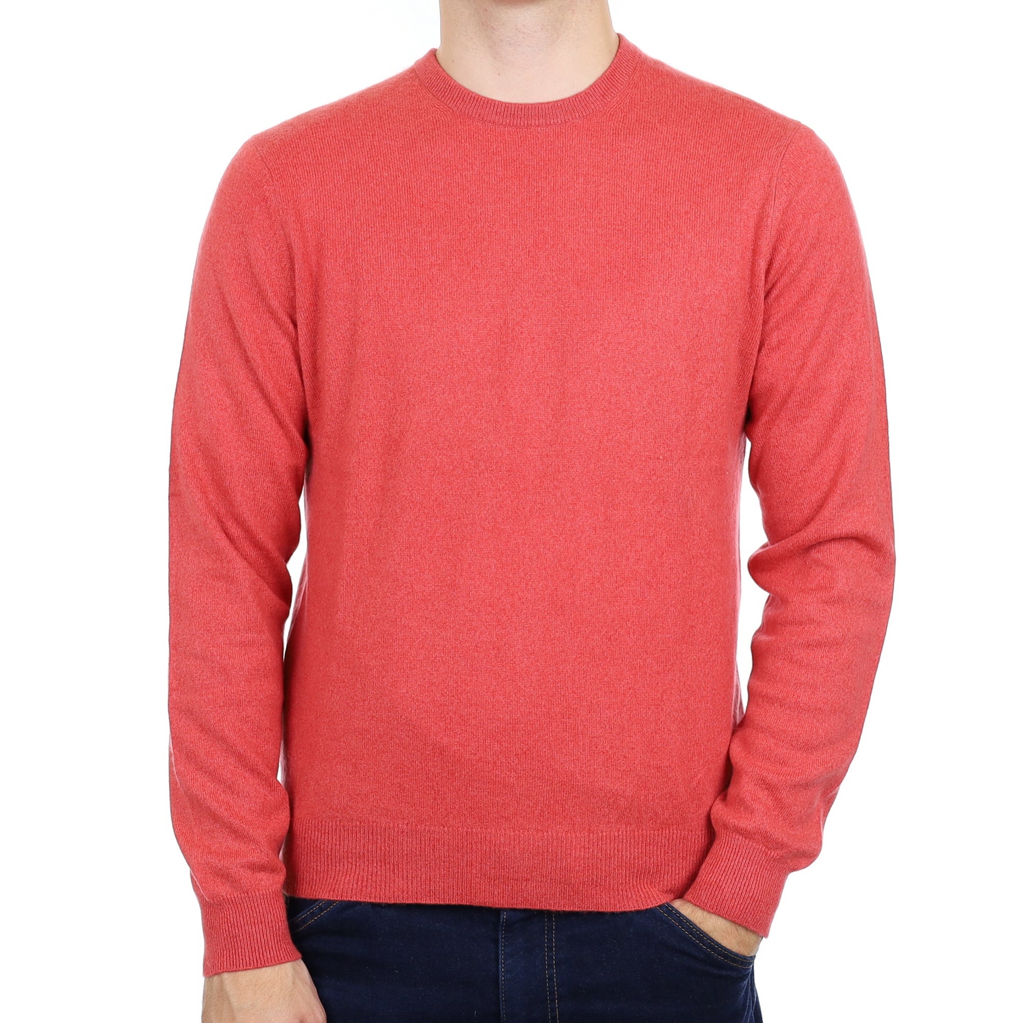 Men's Cranberry Pink Cashmere Crew Neck Jumper Medium