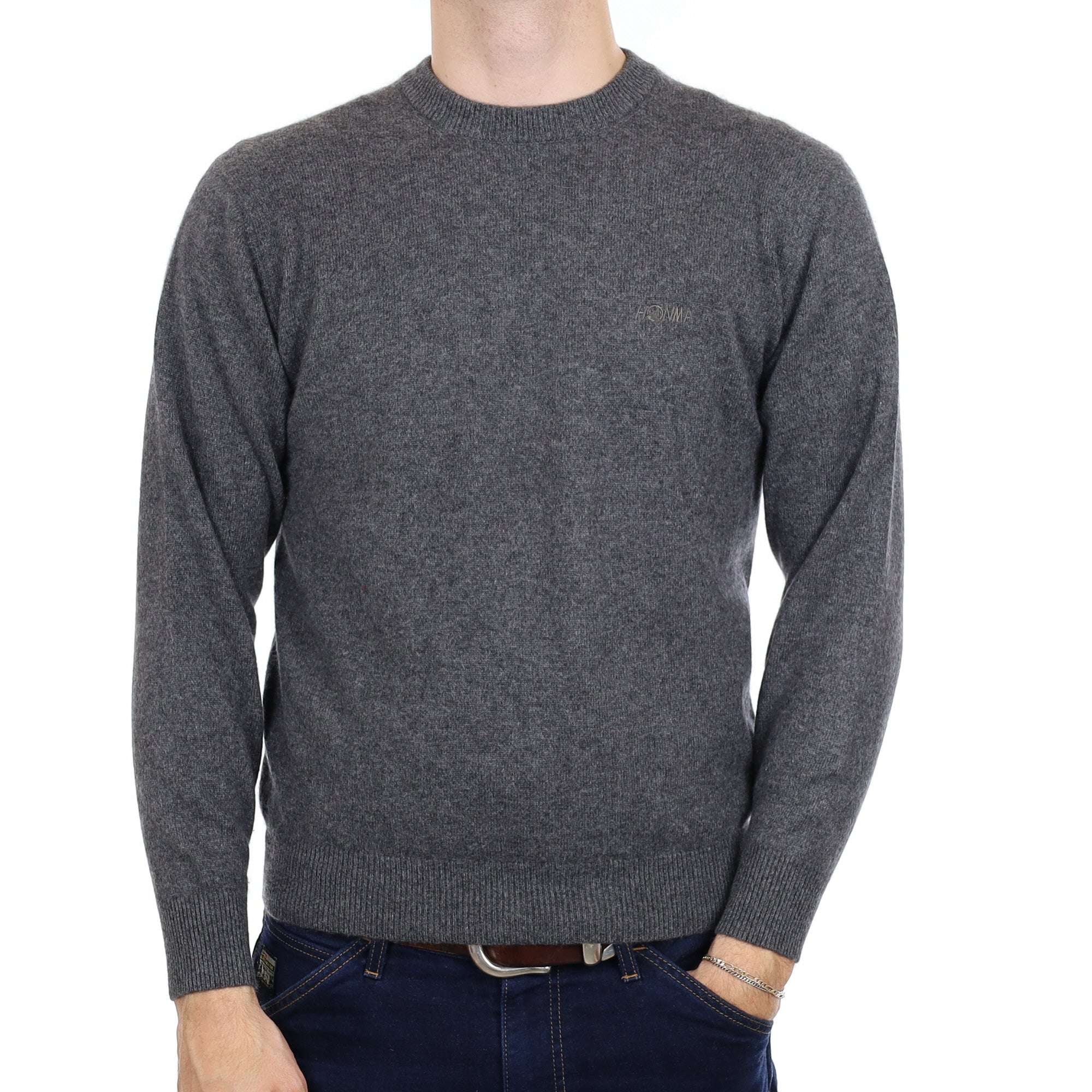 Men's Slate Grey Cashmere Crew Neck Jumper Medium