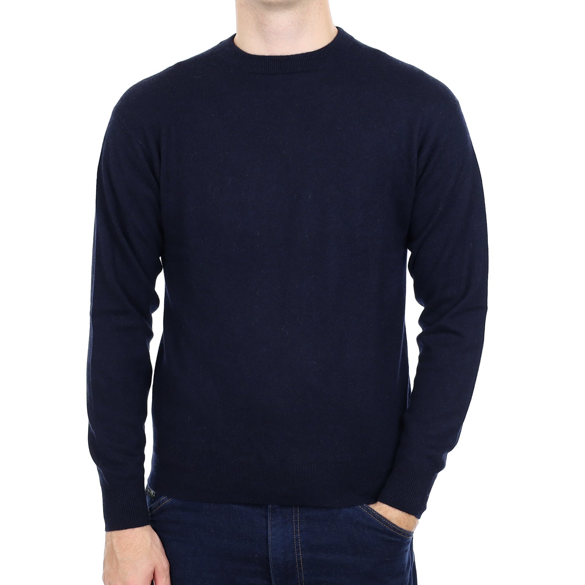 Men's Navy Blue Cashmere Crew Neck Jumper Medium