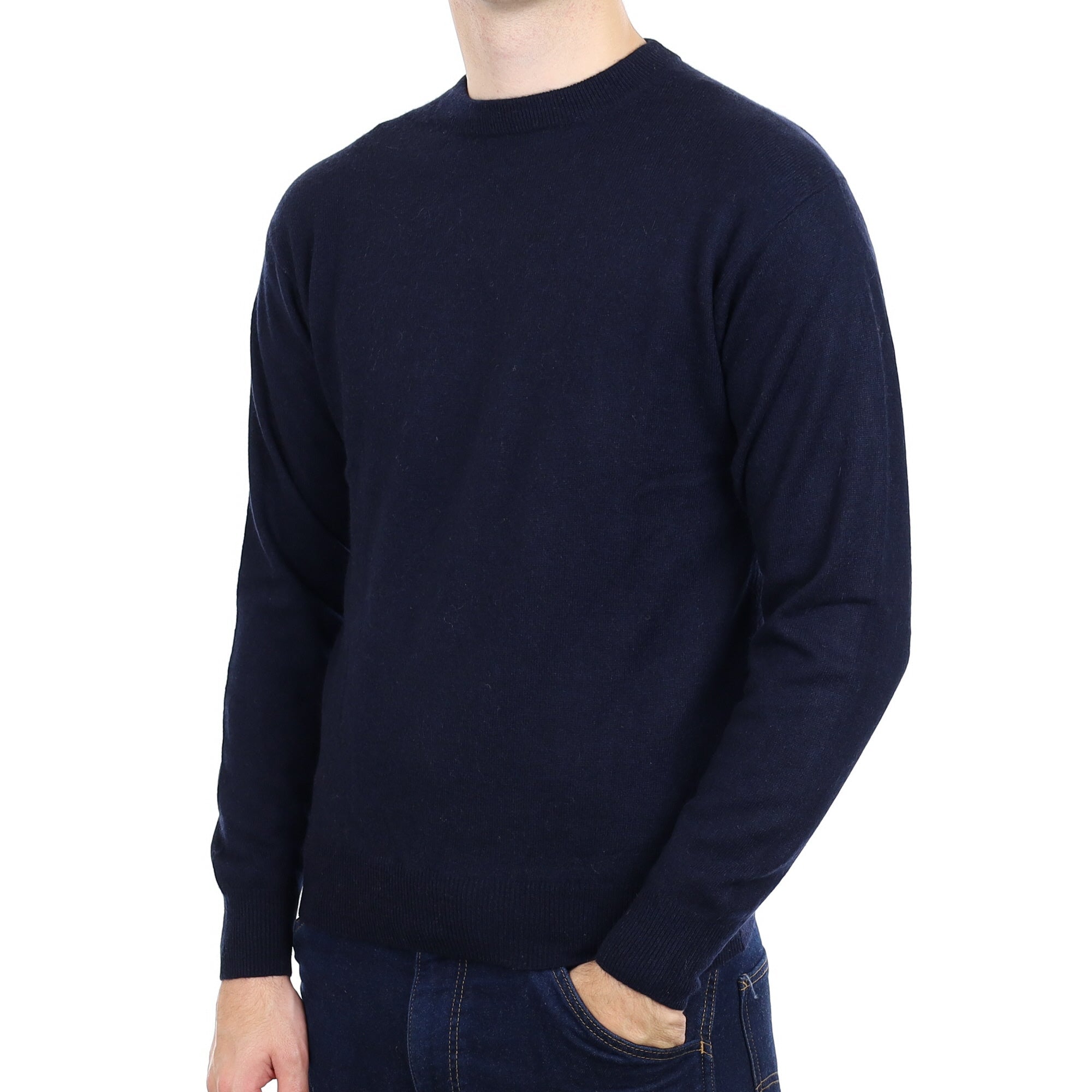 Men's Navy Blue Cashmere Crew Neck Jumper Medium