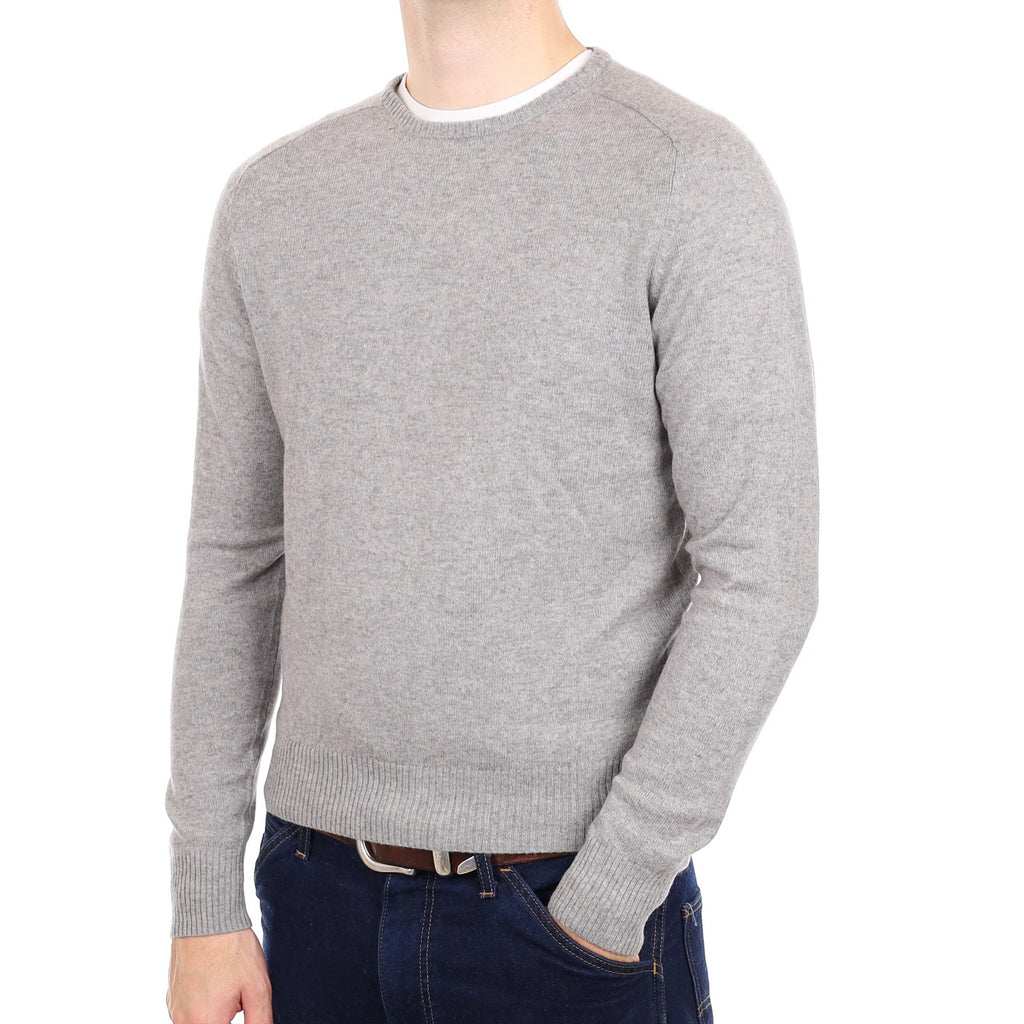 Men's Ash Grey Cashmere Crew Neck Jumper Medium