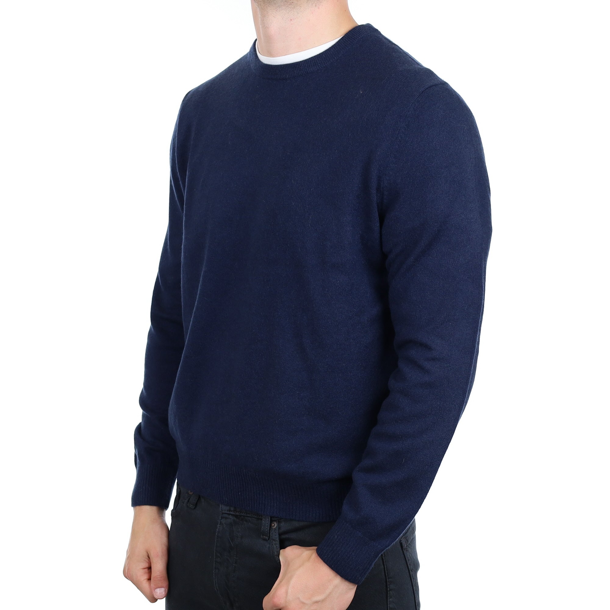Men's Navy Cashmere Crew Neck Jumper XL