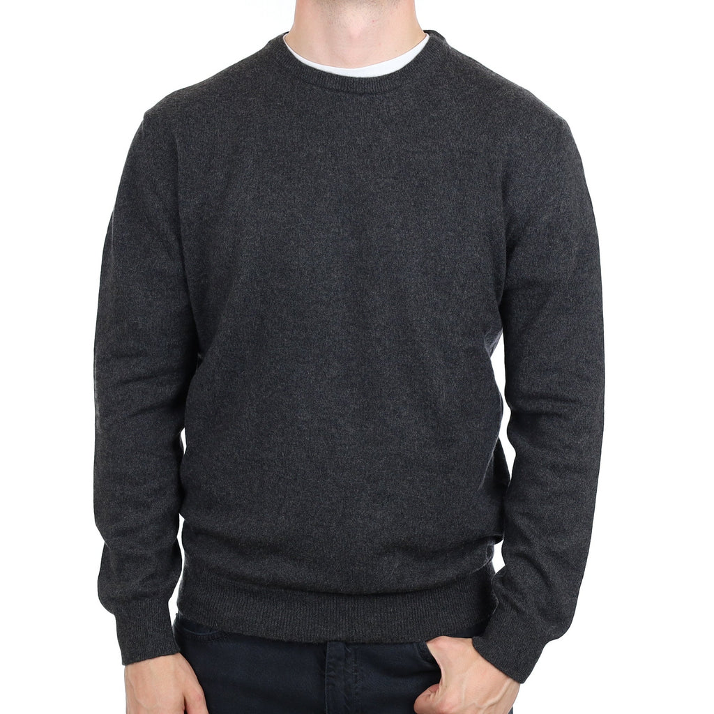 Men's Charcoal Grey Marl Cashmere Crew Neck Jumper XL