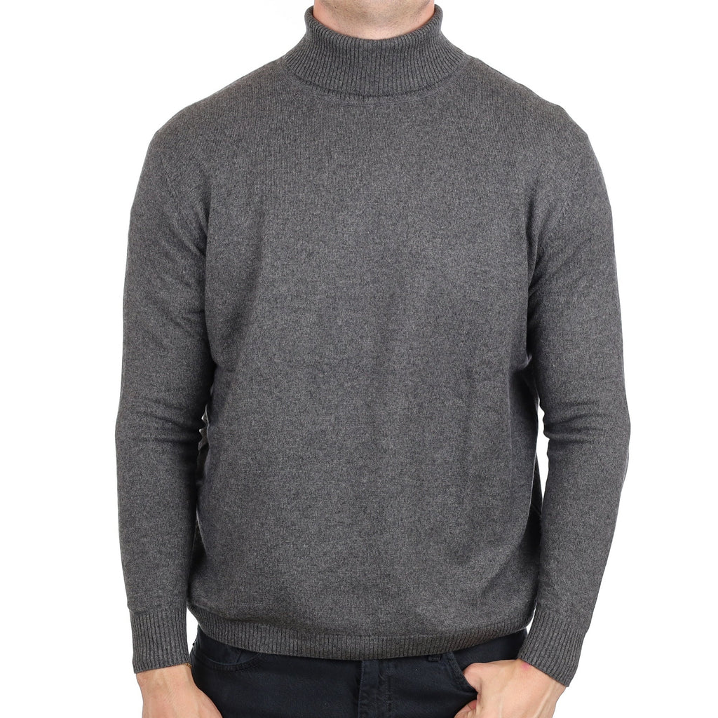 Men's Slate Grey Cashmere Polo Neck Jumper XL