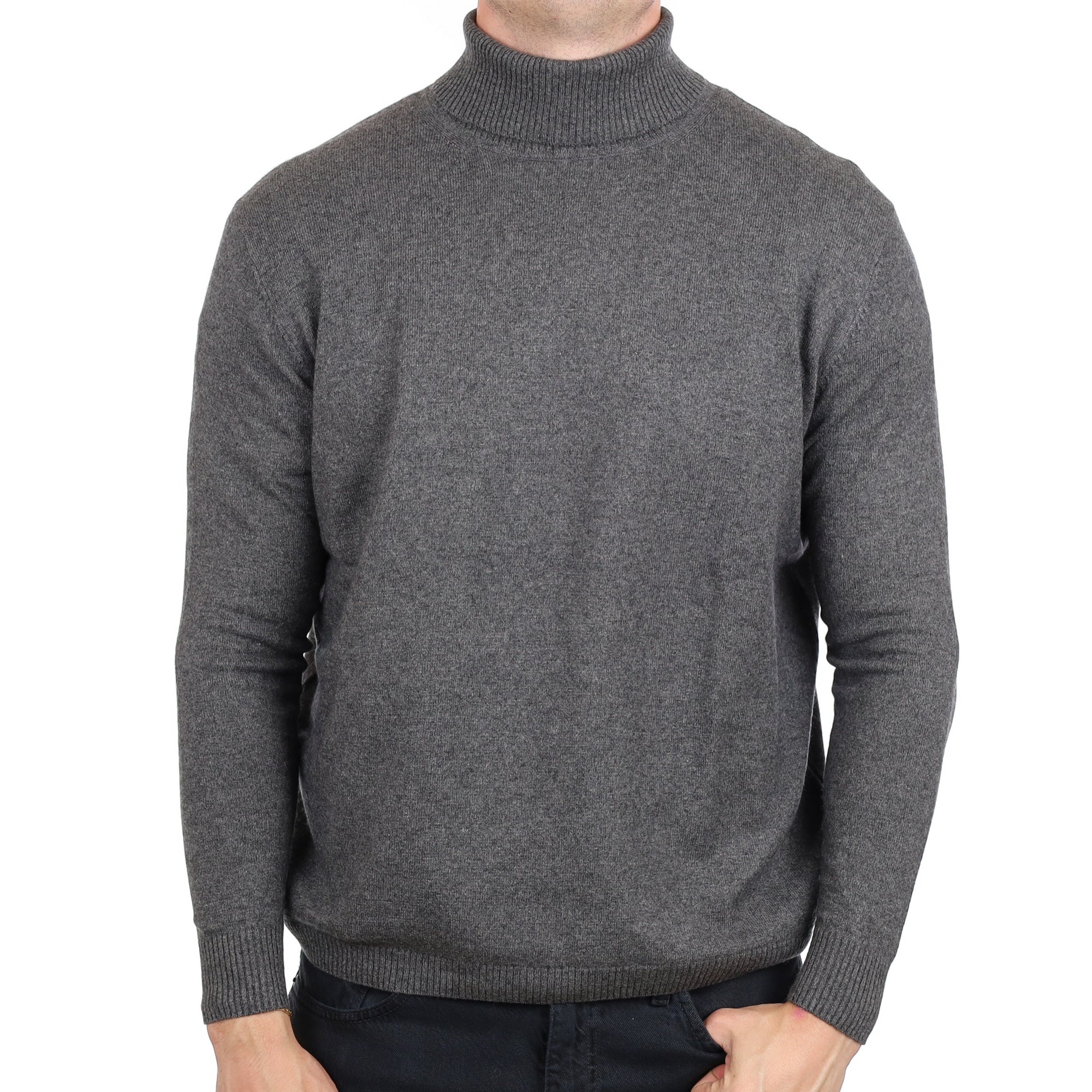 Men's Slate Grey Cashmere Polo Neck Jumper XL