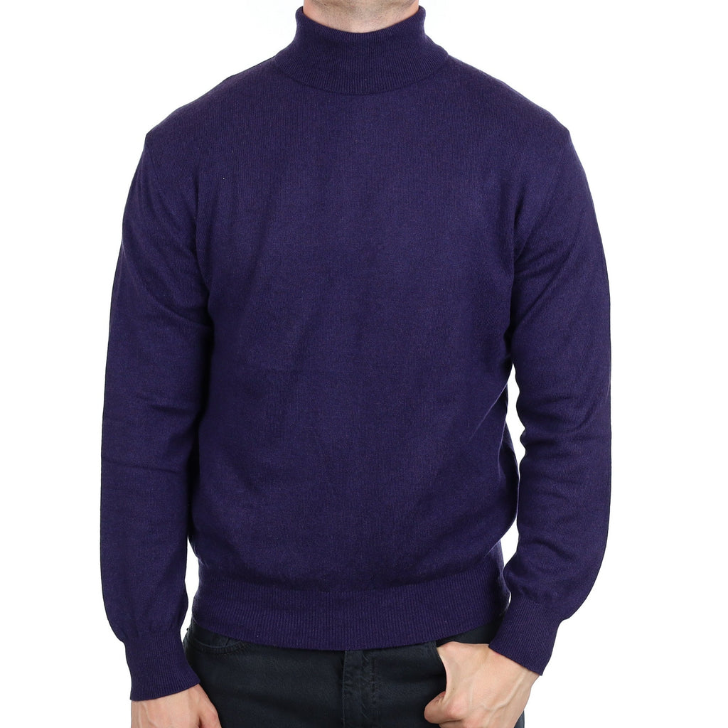 Men's Indigo Blue Cashmere Polo Neck Jumper XL
