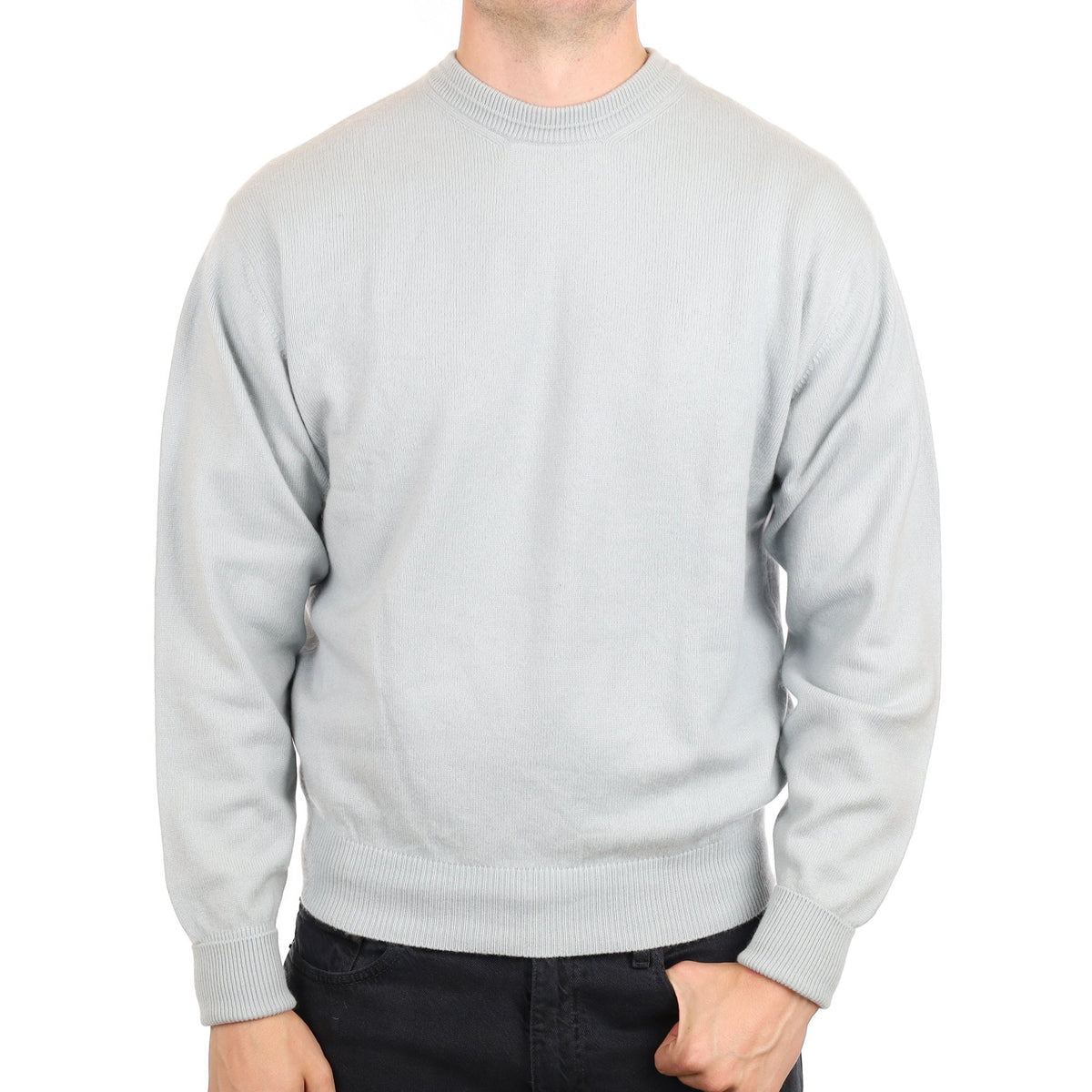 Men's Opal Blue Cashmere Crew Neck Jumper XL
