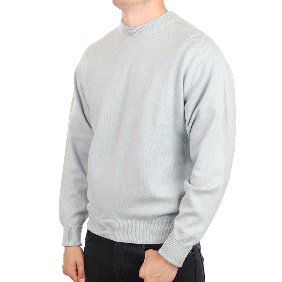 Men's Opal Blue Cashmere Crew Neck Jumper XL