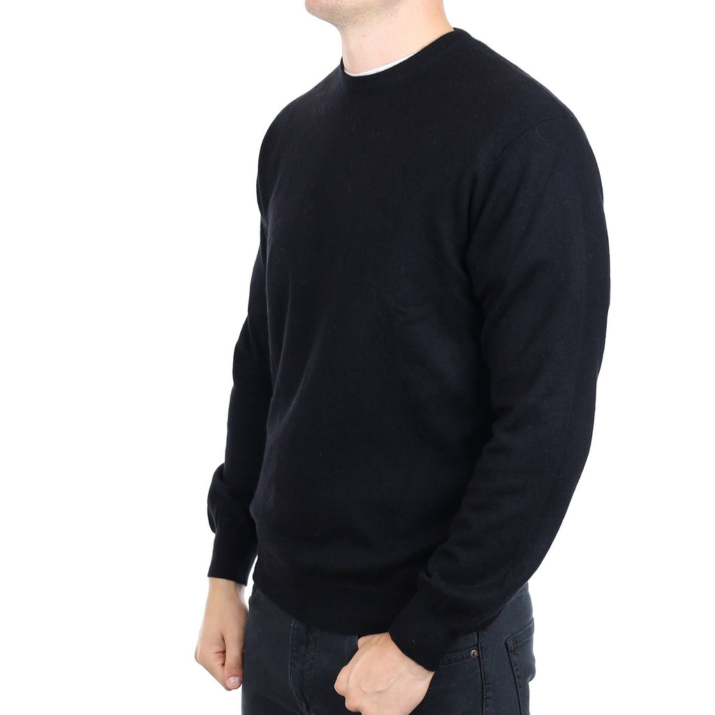 Men's Black Cashmere Crew Neck Jumper XL