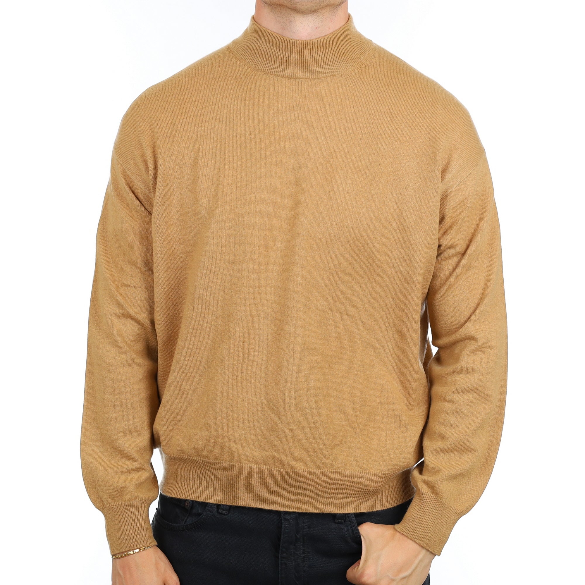 Men's Camel Brown Cashmere Turtle Neck Jumper XXXL