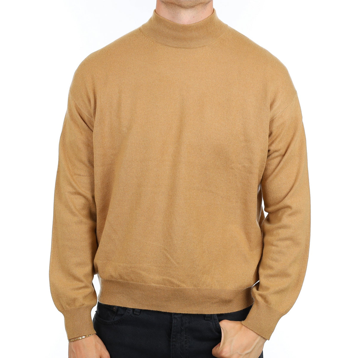 Men's Camel Brown Cashmere Turtle Neck Jumper XXXL