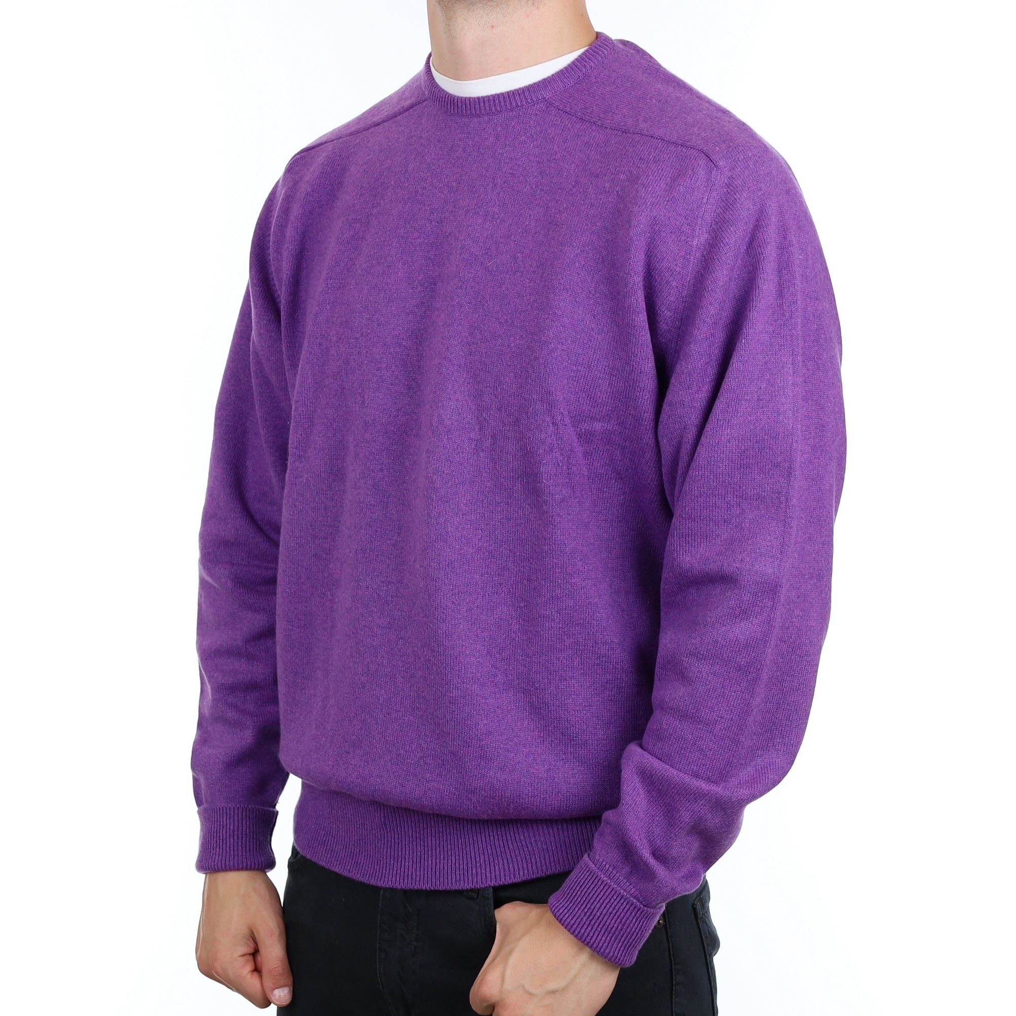 Men's Scottish Violet Purple Cashmere Crew Neck Jumper XXL