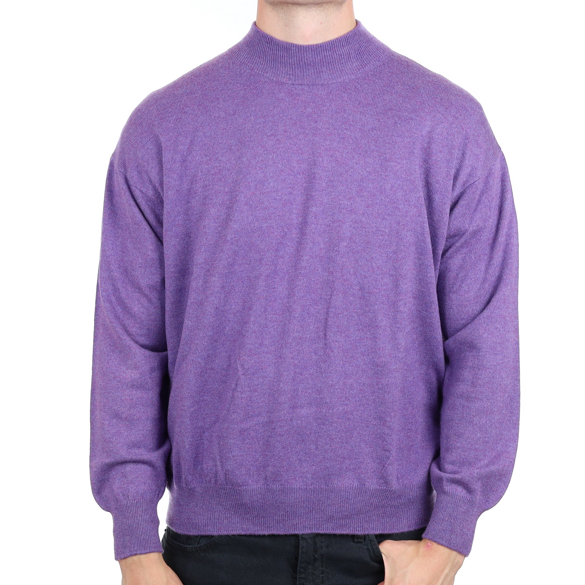 Men's Purple Marl Cashmere Turtle Neck Jumper XXL