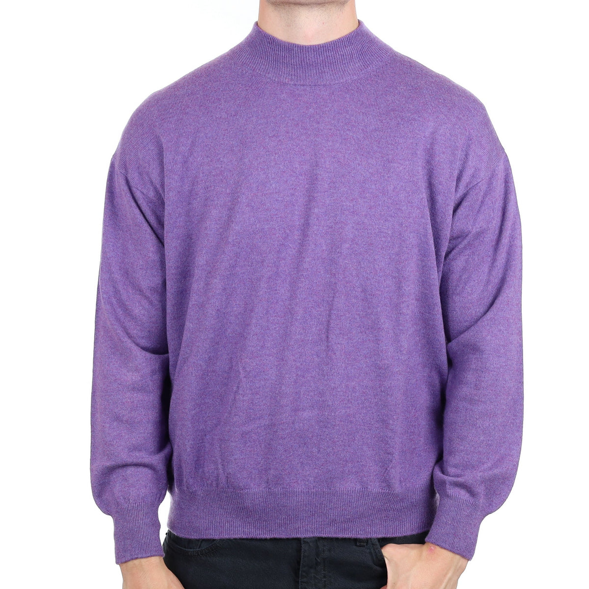 Men's Purple Marl Cashmere Turtle Neck Jumper XXL
