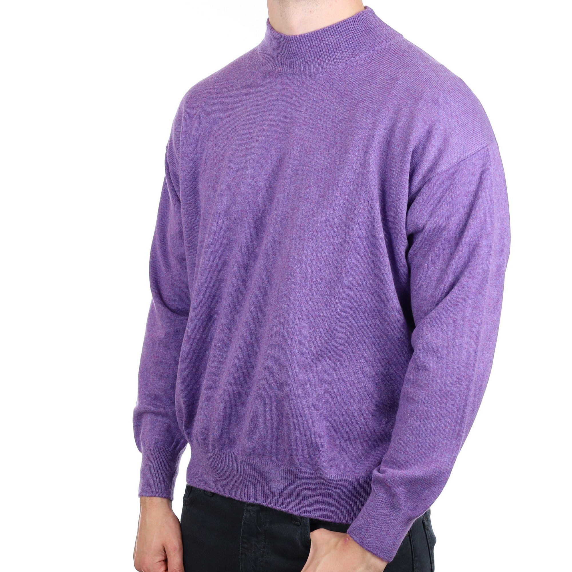 Men's Purple Marl Cashmere Turtle Neck Jumper XXL