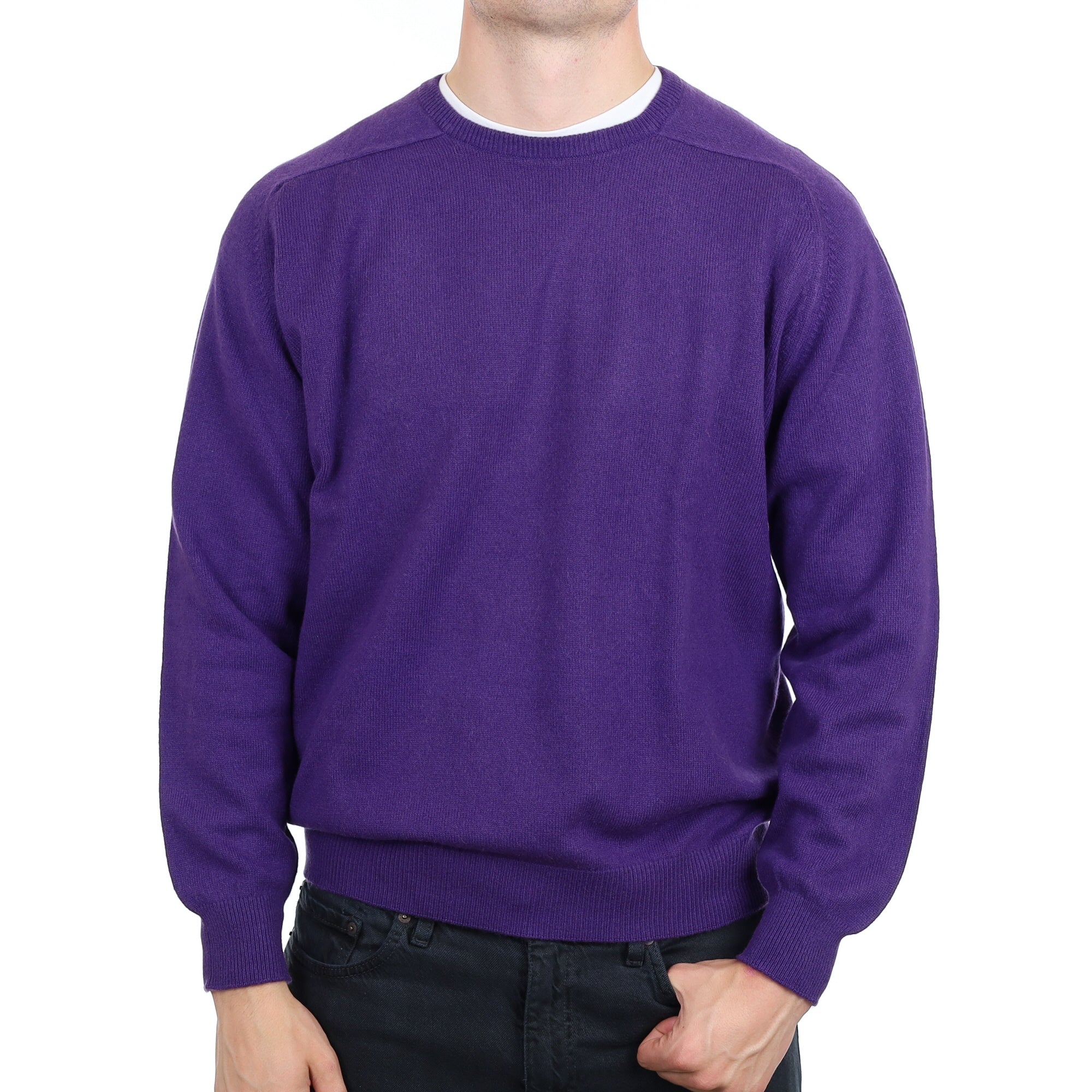 Men's Scottish Violet Purple Cashmere Crew Neck Jumper XXL
