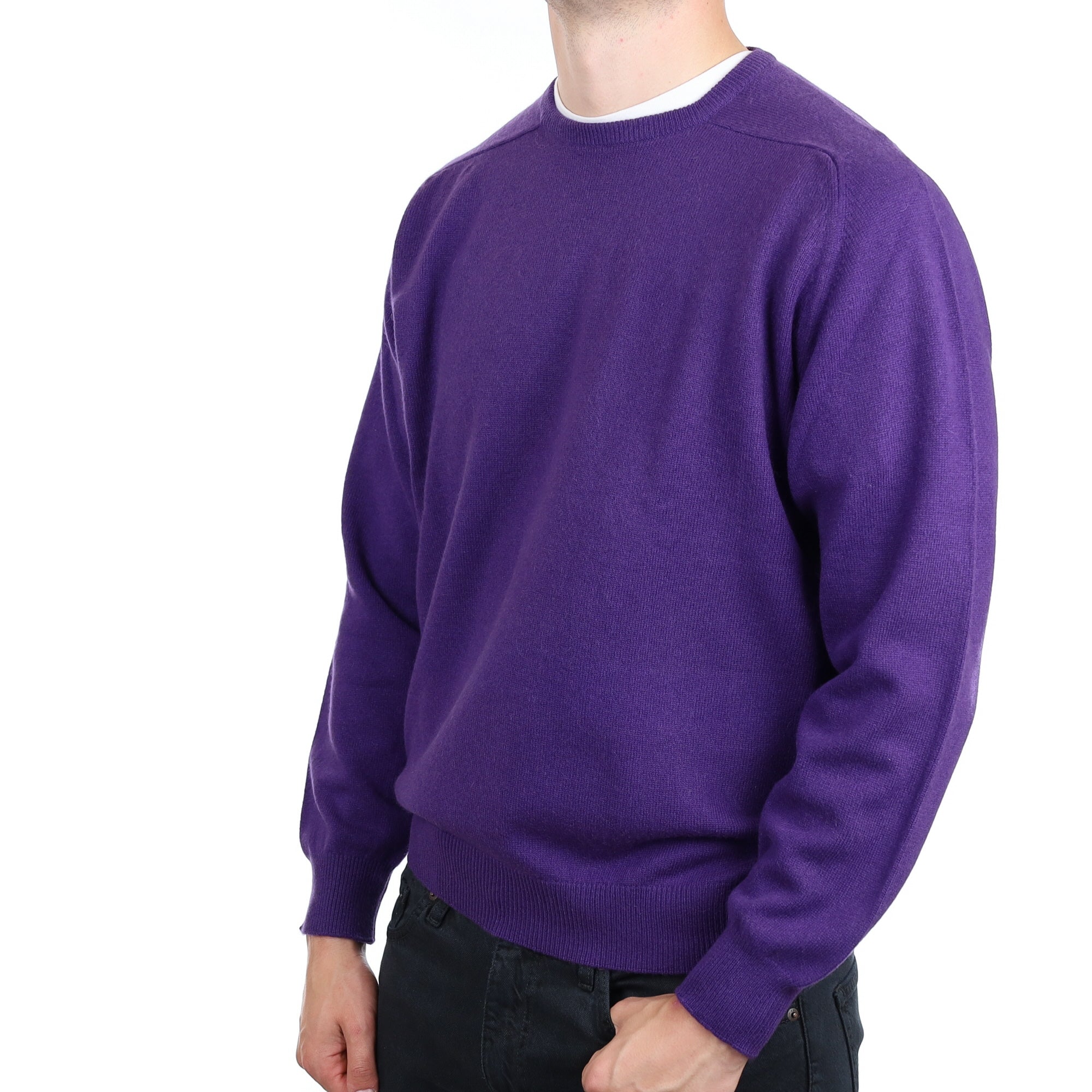 Men's Scottish Violet Purple Cashmere Crew Neck Jumper XXL