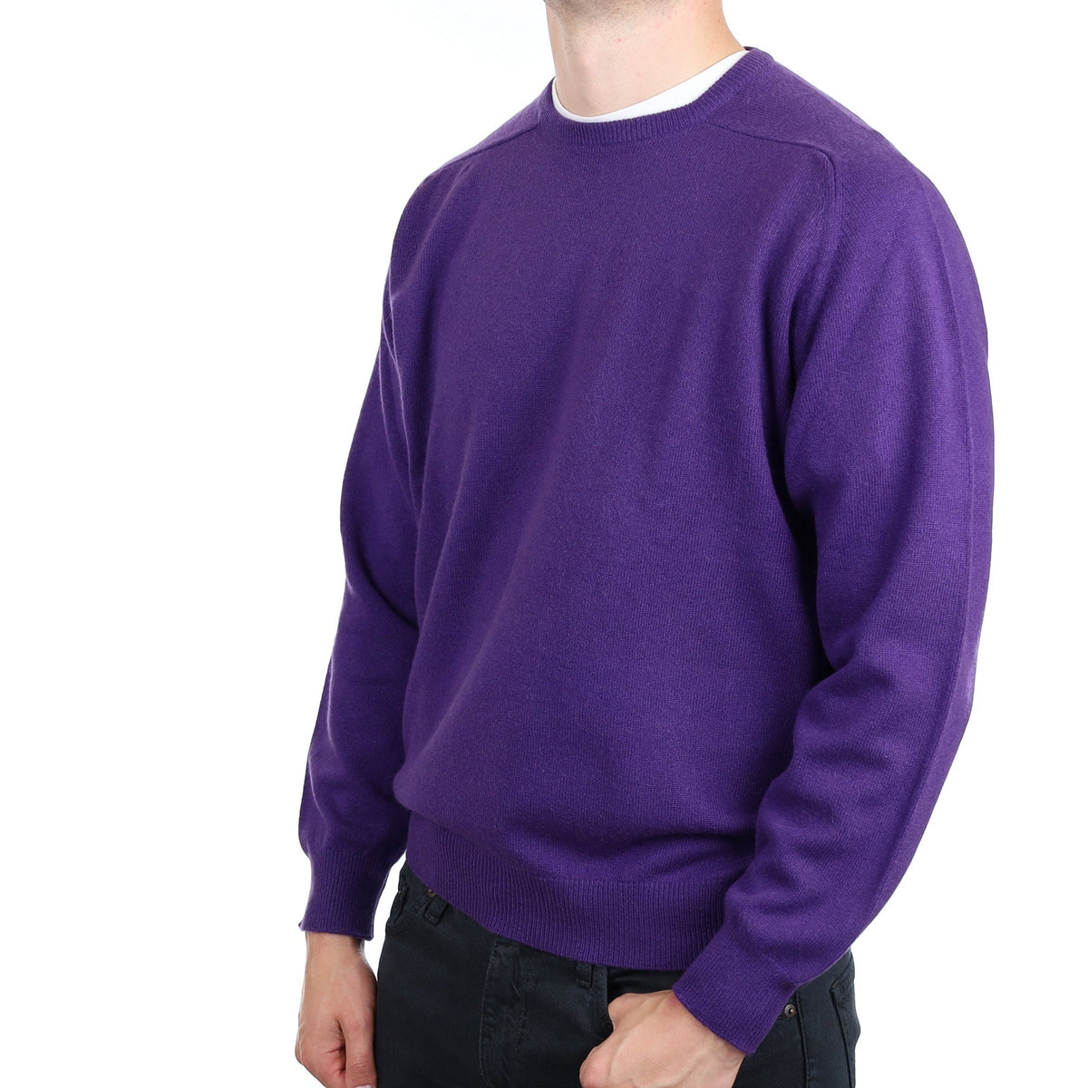 Men's Scottish Violet Purple Cashmere Crew Neck Jumper XXL