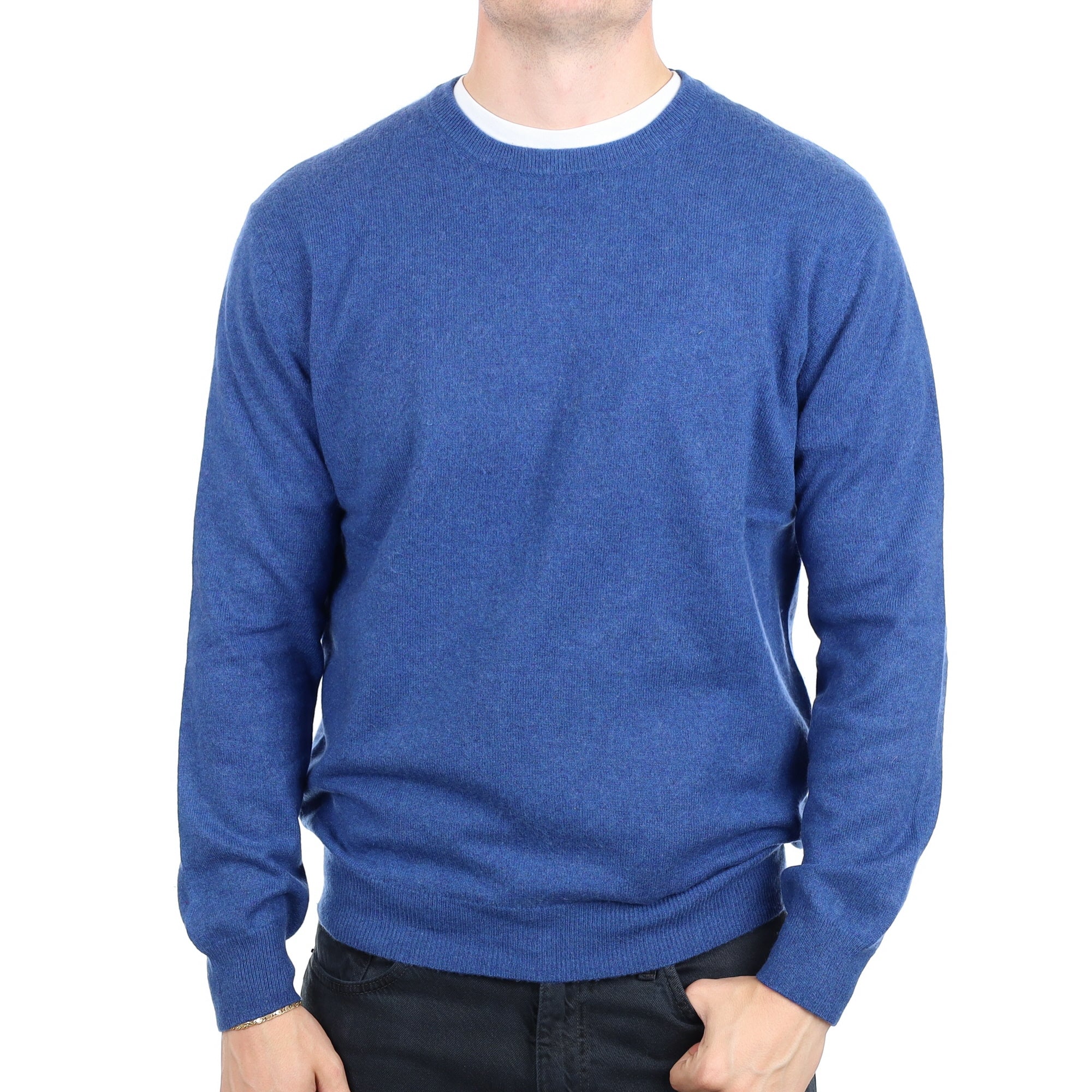Men's Denim Blue Cashmere Crew Neck Jumper XXL