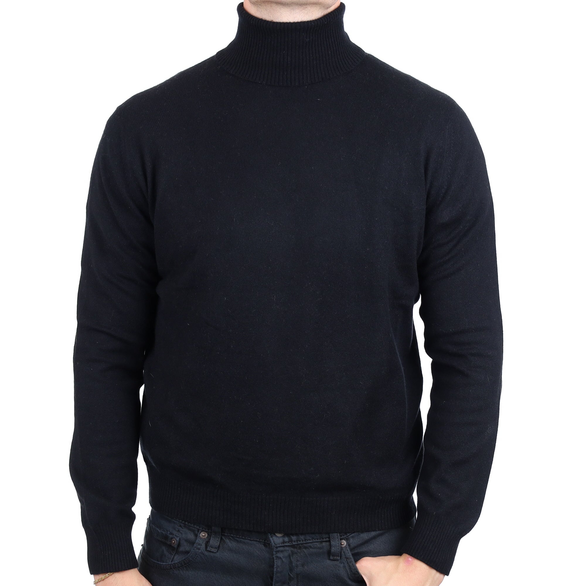 Men's Ermenegildo Zegna Black  Cashmere Polo Neck Jumper XL