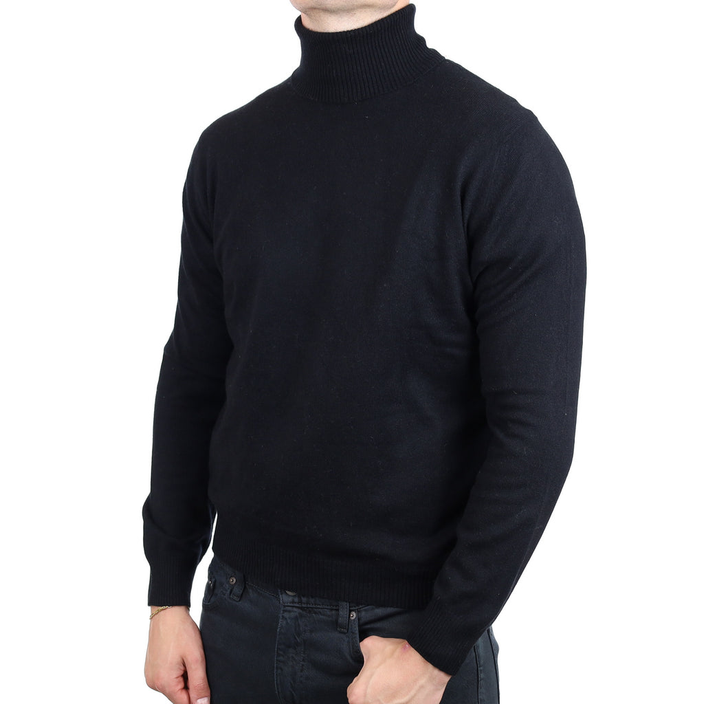Men's Ermenegildo Zegna Black  Cashmere Polo Neck Jumper XL
