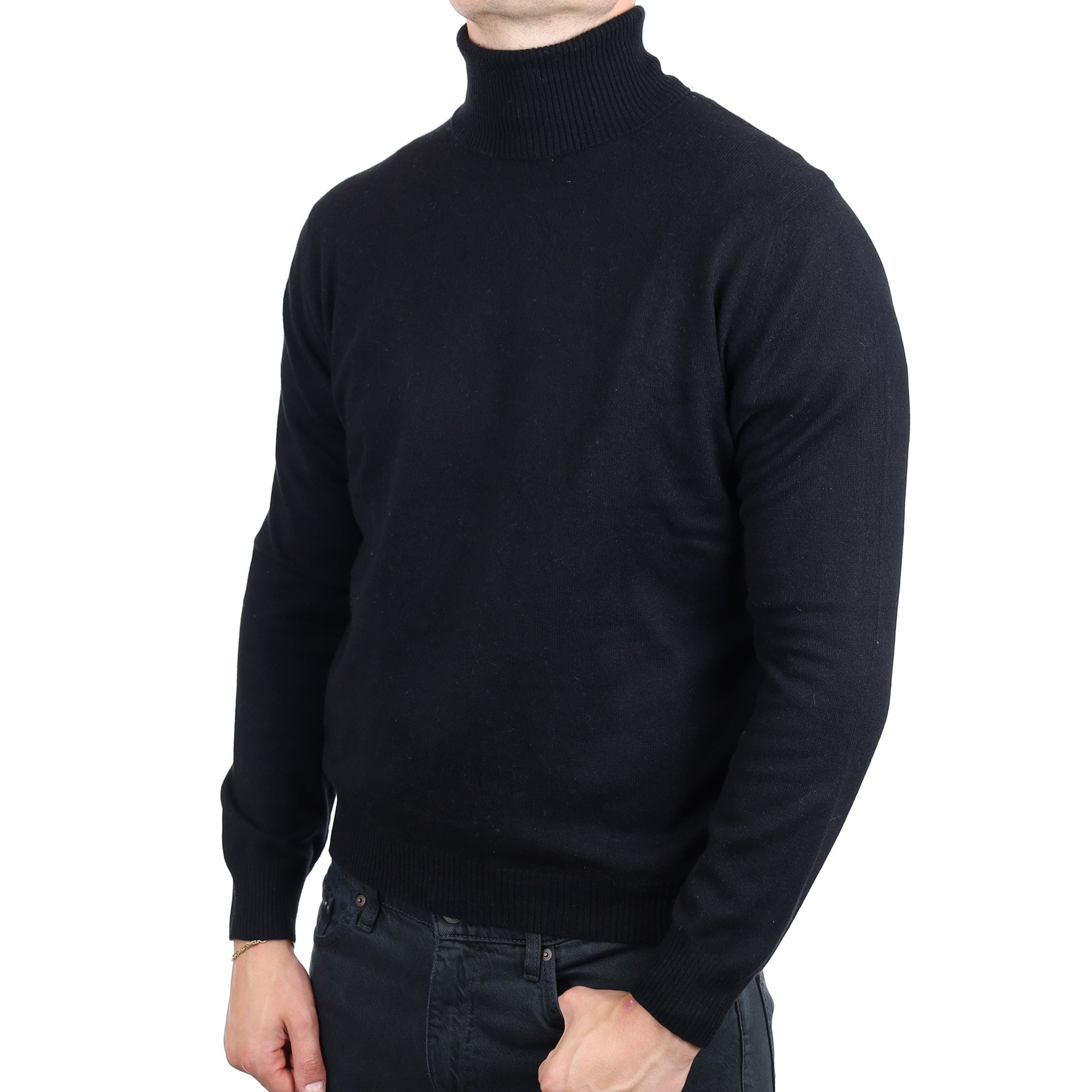 Men's Ermenegildo Zegna Black  Cashmere Polo Neck Jumper XL